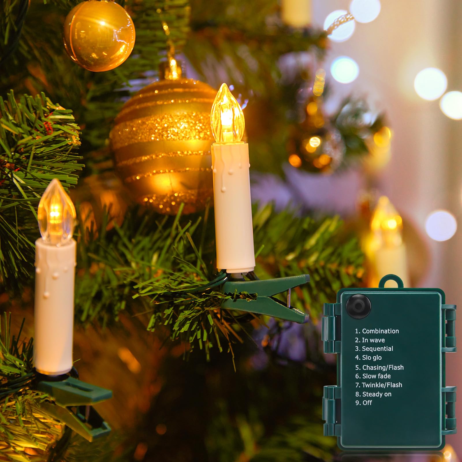 Christmas Tree Candle Lights Battery Operated, 50 Led Flameless Candle Lights With Clips, 48Feet Connectable Candle Lights For X
