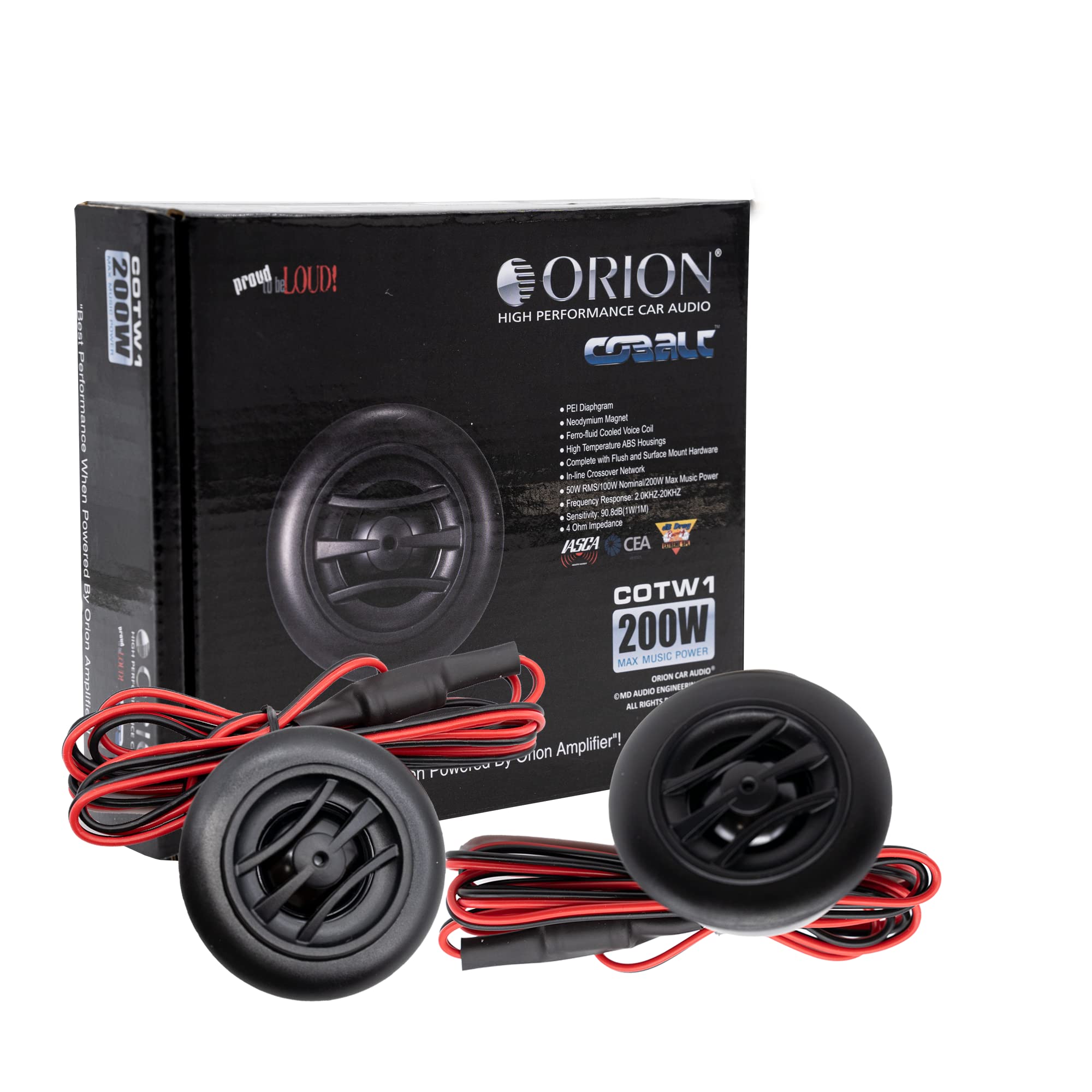 Orion Cobalt 1.25'' Bullet Tweeter (Pair) 4 Ohm Surface Or Flush Mount 200 Watts