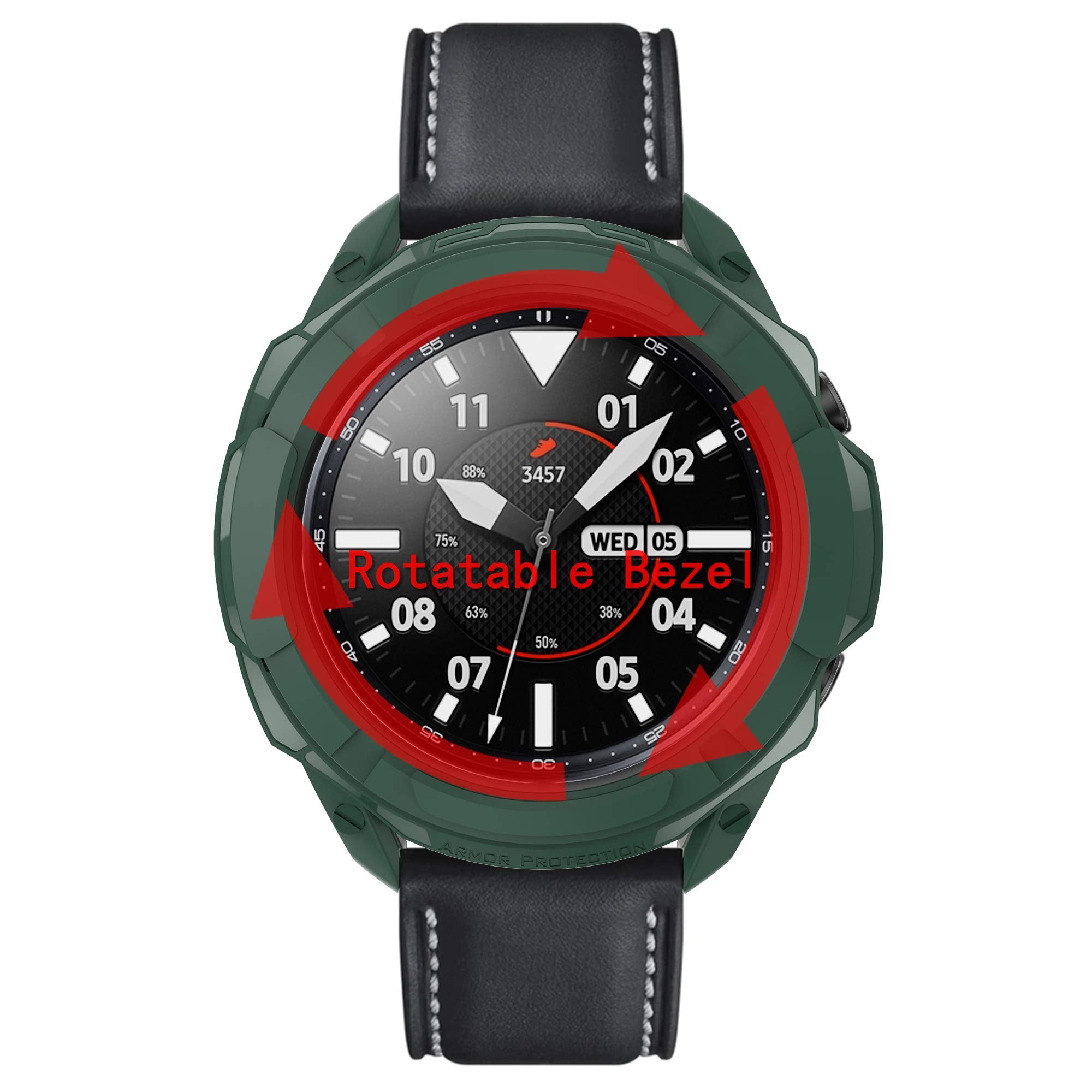 Fitturn Compatible With Samsung Galaxy Watch 3 41Mm 45Mm Case Tpu Full Edge Protection Case + Bezel Ring(Rotatable) Protection P