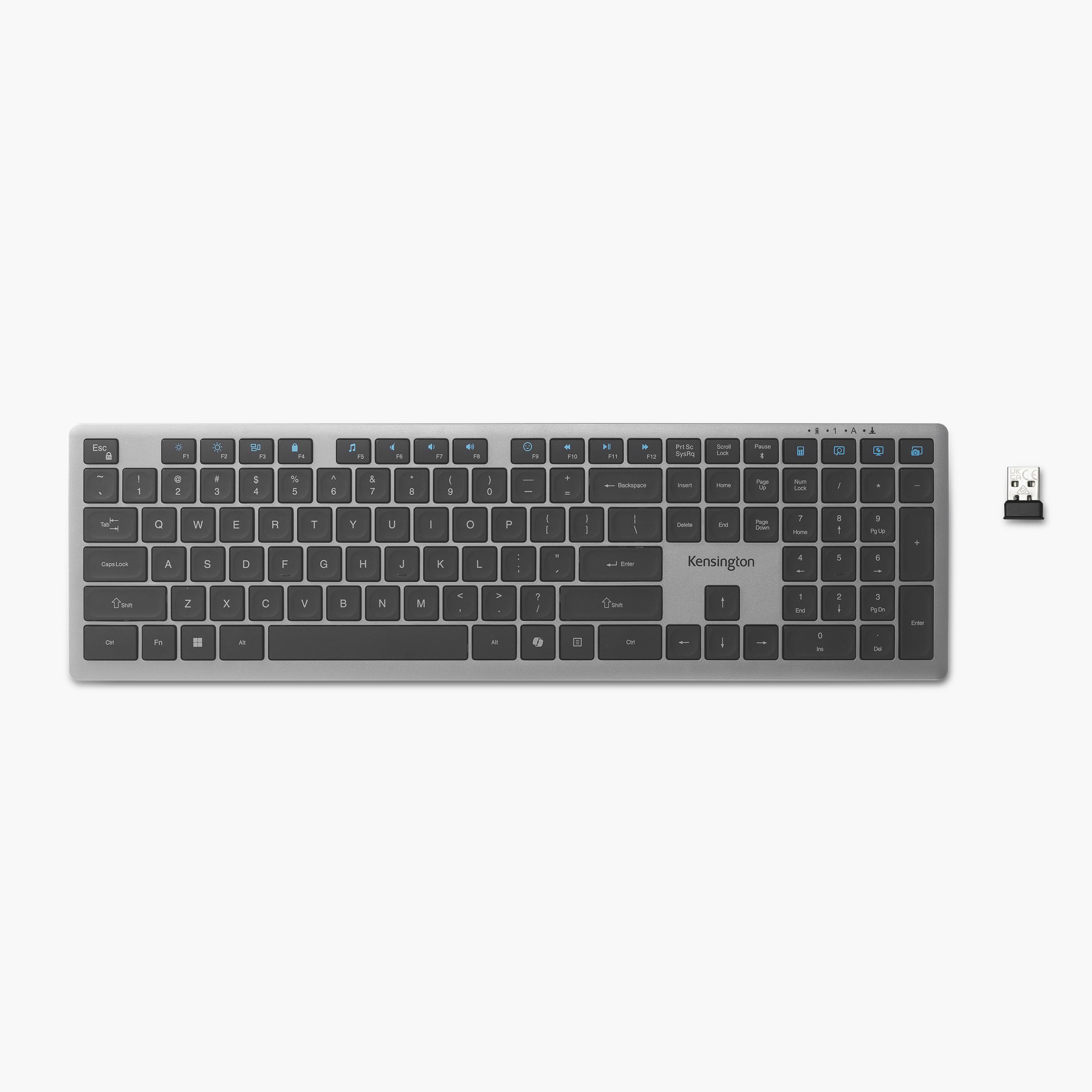 Kensington KB535 Wireless Keyboard, Bluetooth & 2.4GHz Connection, Full-Size Layout, Quiet Scissor-Switch Keys, Programmable, Co