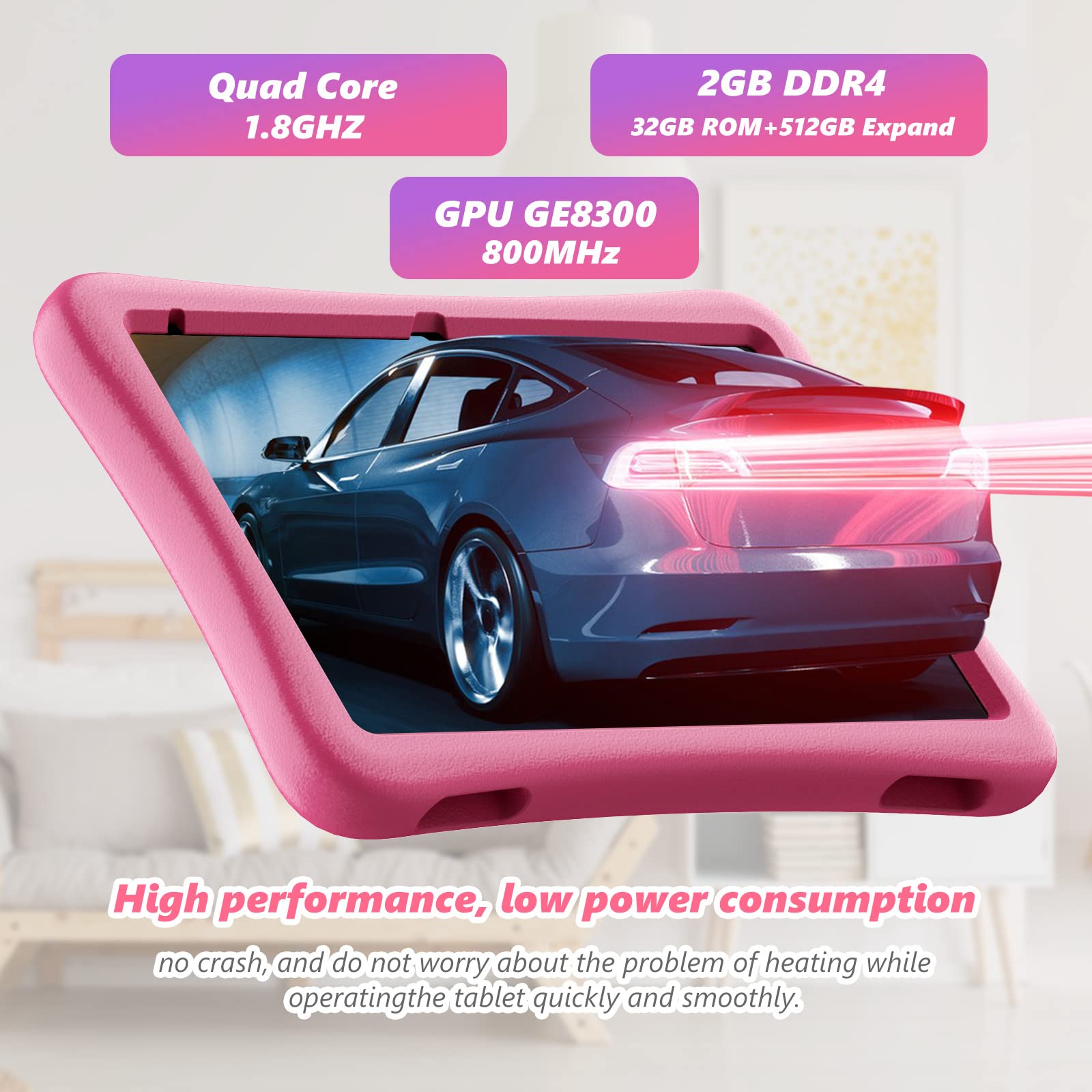 Kyaster Kids Tablet, 10 Inch Hd Android 12 Toddler Tablets, Quad Core 1.8Ghz, 2Gb Ddr4, 7000Mah Battery, Dual Box Speakers, Pare