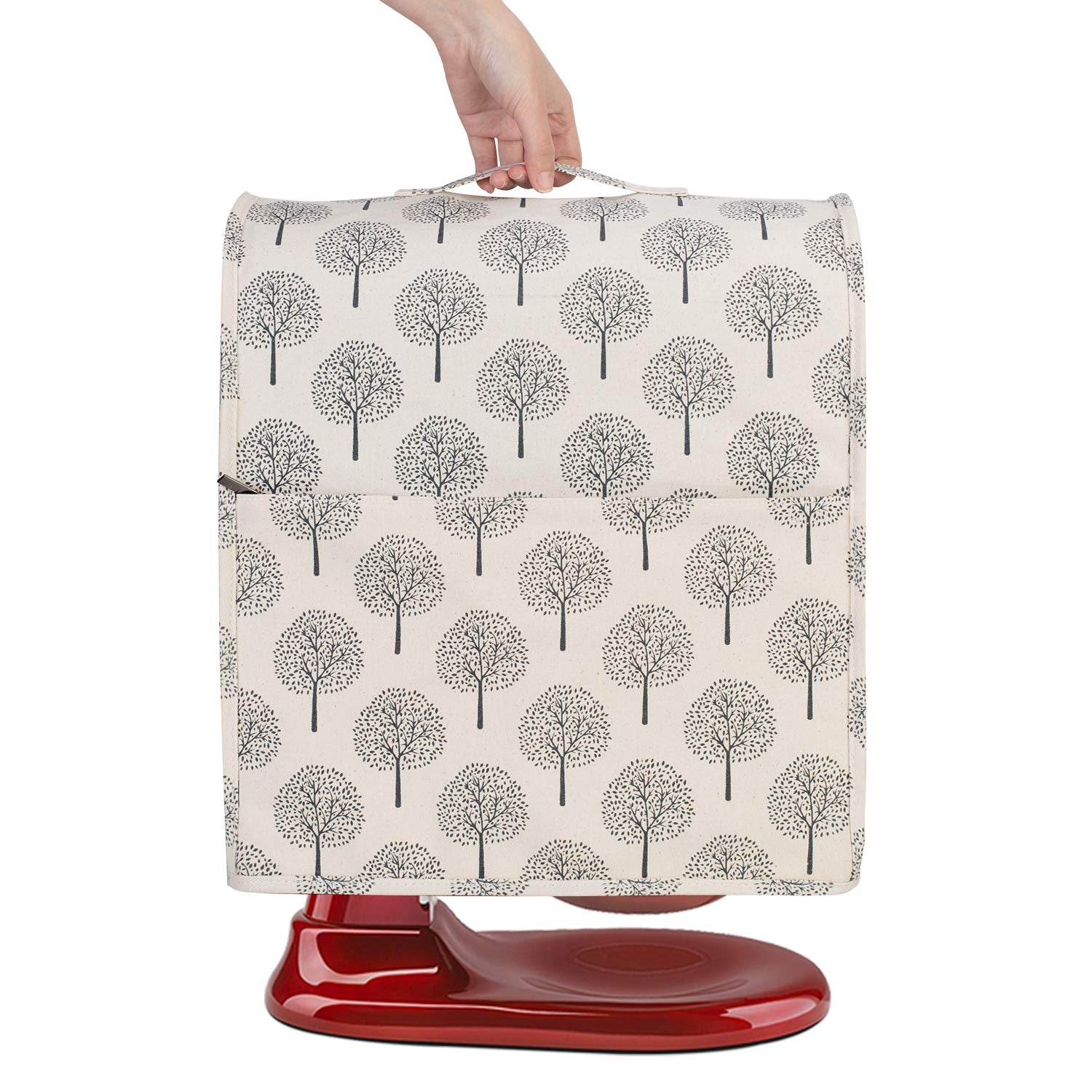 Yarwo Dust Cover For 6 8 Qt Stand Mixer, Protective Stand Mixer Cover With Top Handle And Pockets For Extra Accessories, Tree