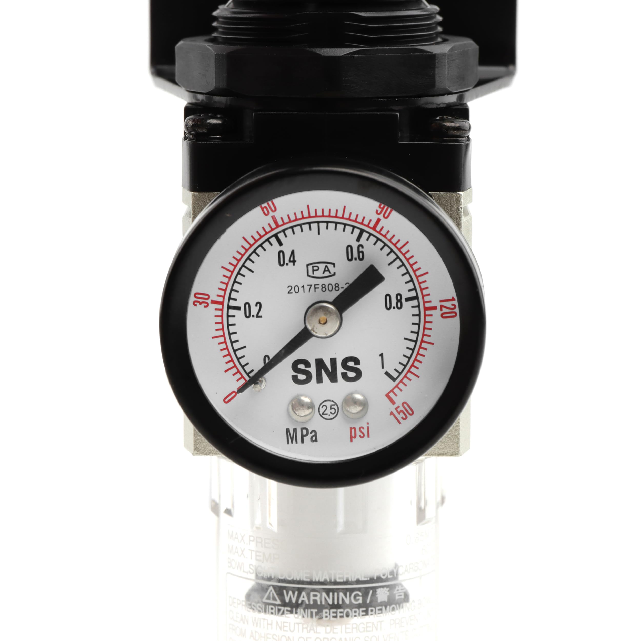 Sns Compressed Air Filter Regulator Piggyback Combo 1/4?Pt  Semi Auto Drain, Bracket, Gauge Poly Bowl Aw2000 N02A