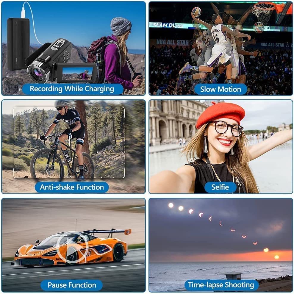 Olesit Video Camera Camcorder, Full Hd 1080P 48Mp Camcorder 16X Digital Video Camera For Youtube, 3.0 Inch Ips Screen Vlogging C