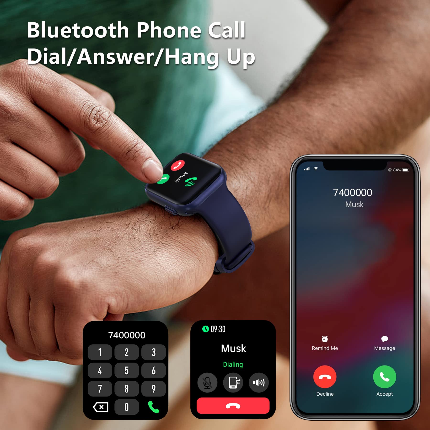 Bribejat Smart Watch For Men Women (Answer/Make Call), Hd 1.75 Zinc Alloy Case Smartwatch, Waterproof Fitness Tracker Pedometer