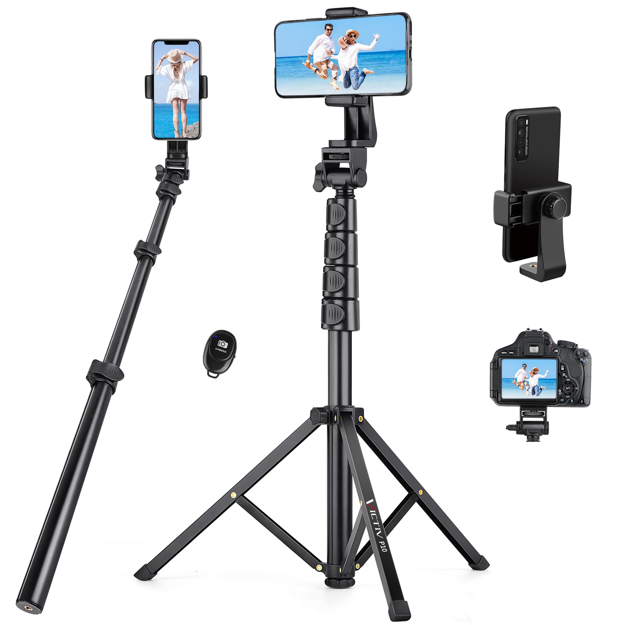 70 Phone Tripod with Remote & Holder, Portable Cell Phone Stand, Selfie Stick for Video Recording, Compatible with iPhone 14/13 