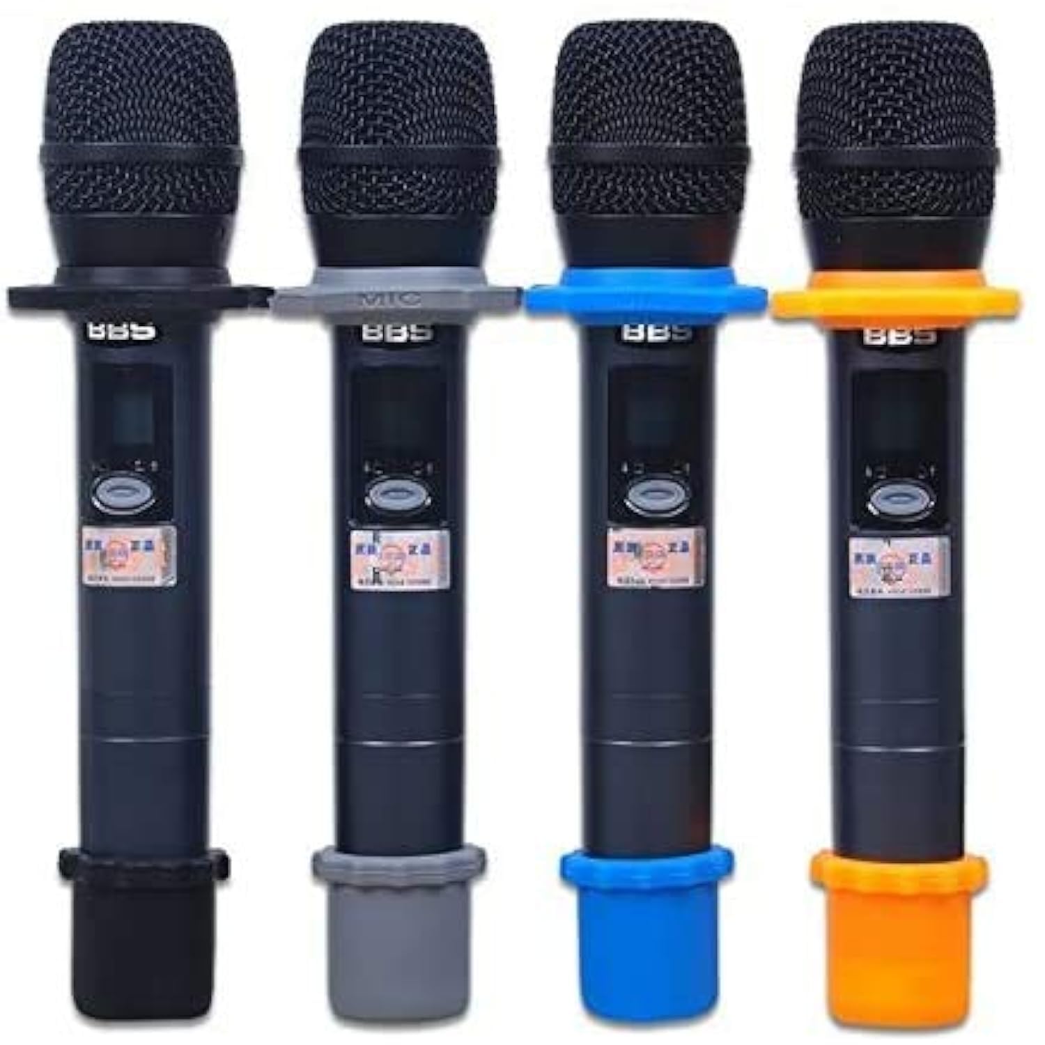YTYKINOY 4 Sets Wireless Handheld Microphone Shakeproof Anti-Rolling Mic Protection Silicone Ring & Bottom Rod Sleeve Holder Sta