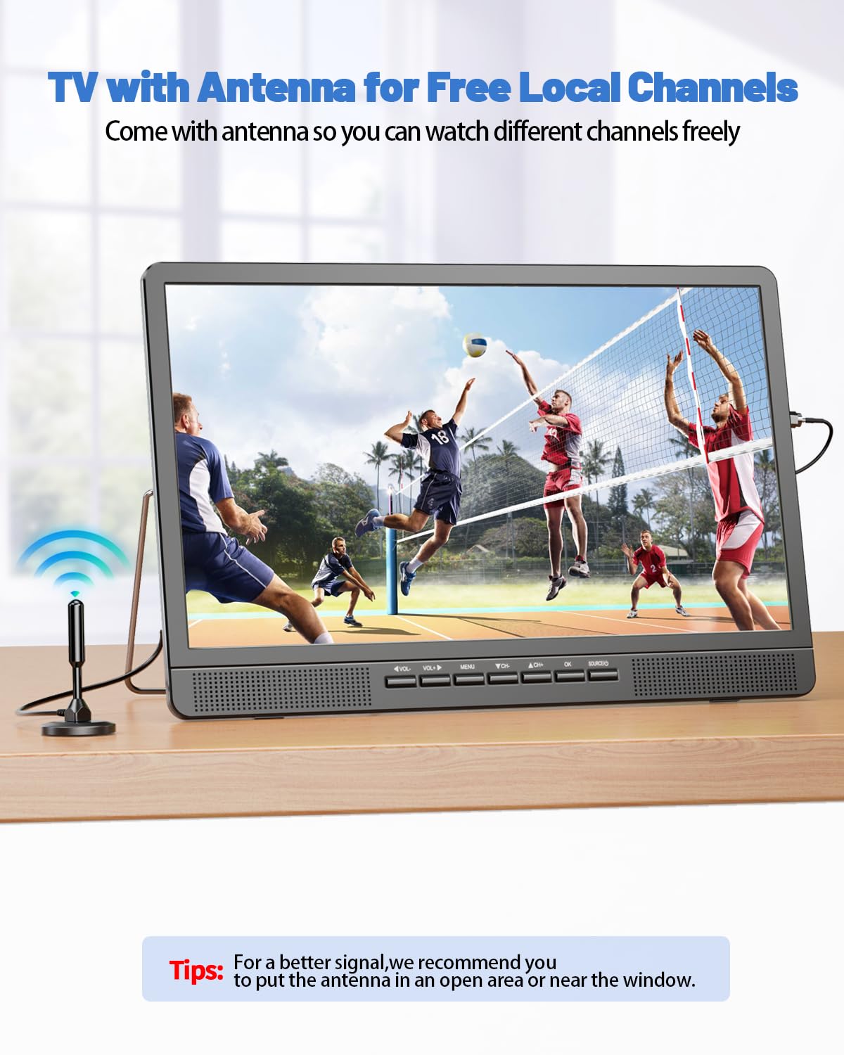Desobry 18 Inch Portable Tv With Antenna, Small Tv With 1080P Hdmi Input, Av Input, Usb Port, Portable Monitor With Built In Sta