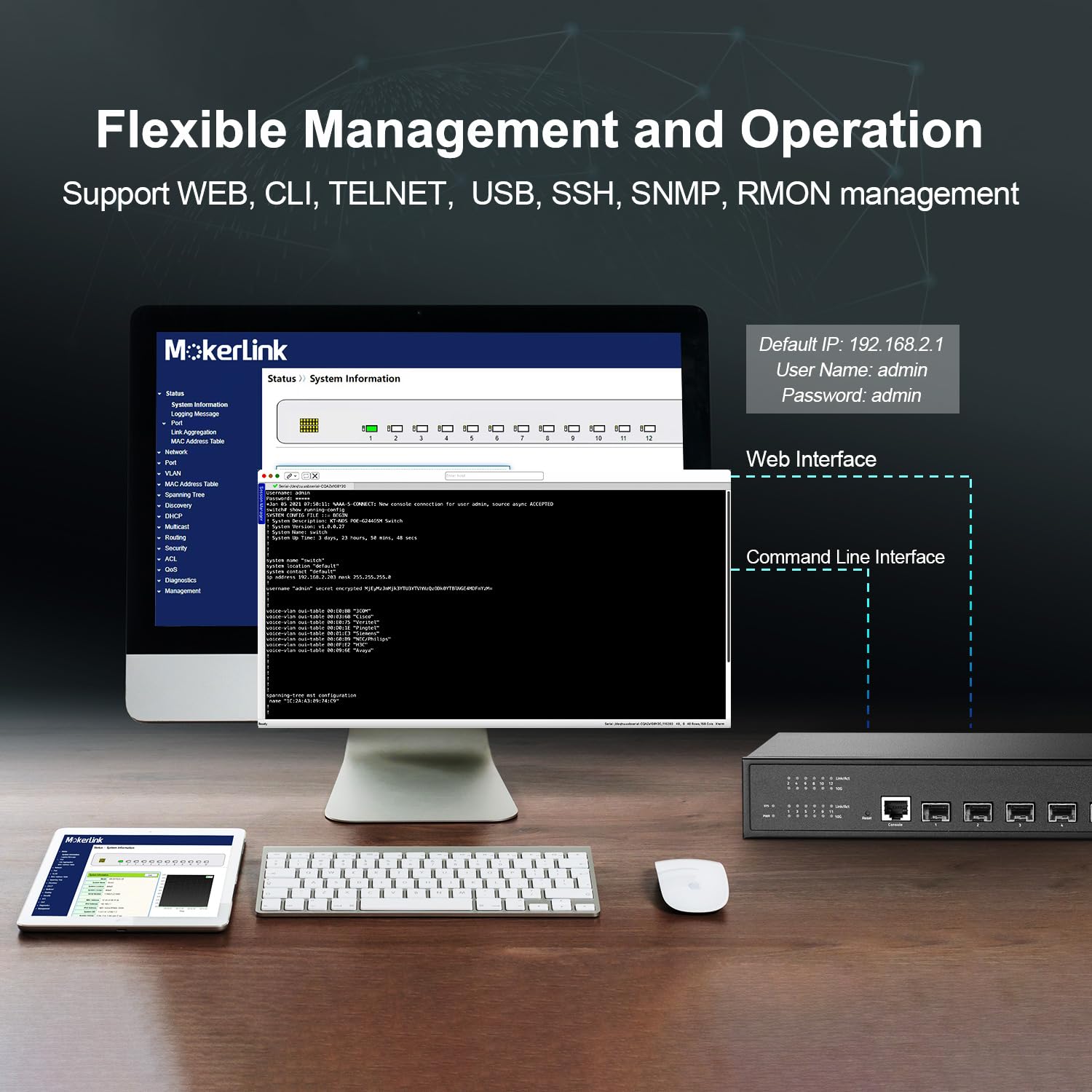 Mokerlink 12 Port 10Gbps Sfp+ Managed Switch, Support 1G Sfp And 10G Sfp+, 240Gbps Bandwidth L3 Managed Fiber Switch