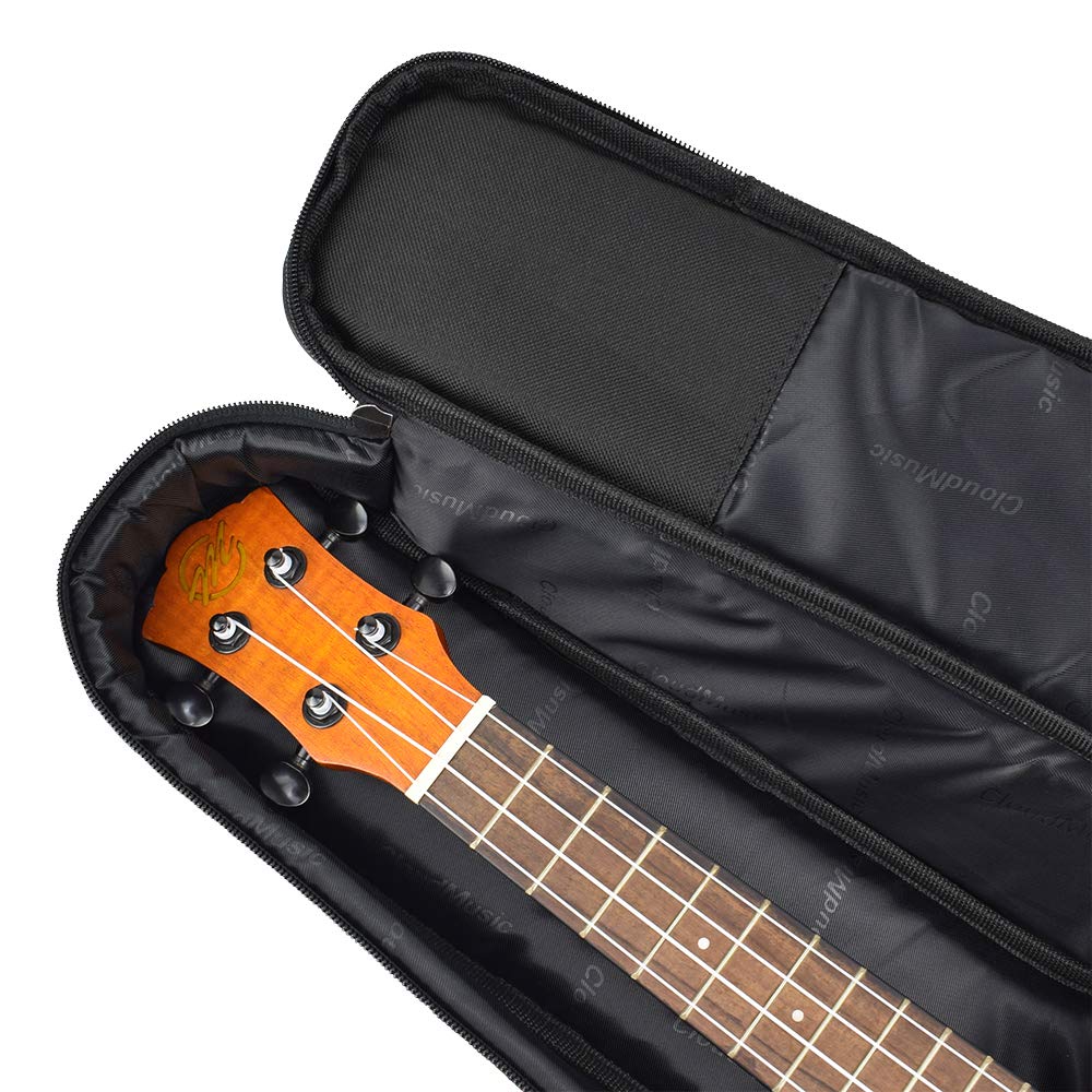 Cloudmusic Ukulele Case Gig Bag Padded Backpack For Concert 23'' Inch(Concert, Hawaii Hibiscus And Palm In Light Blue)