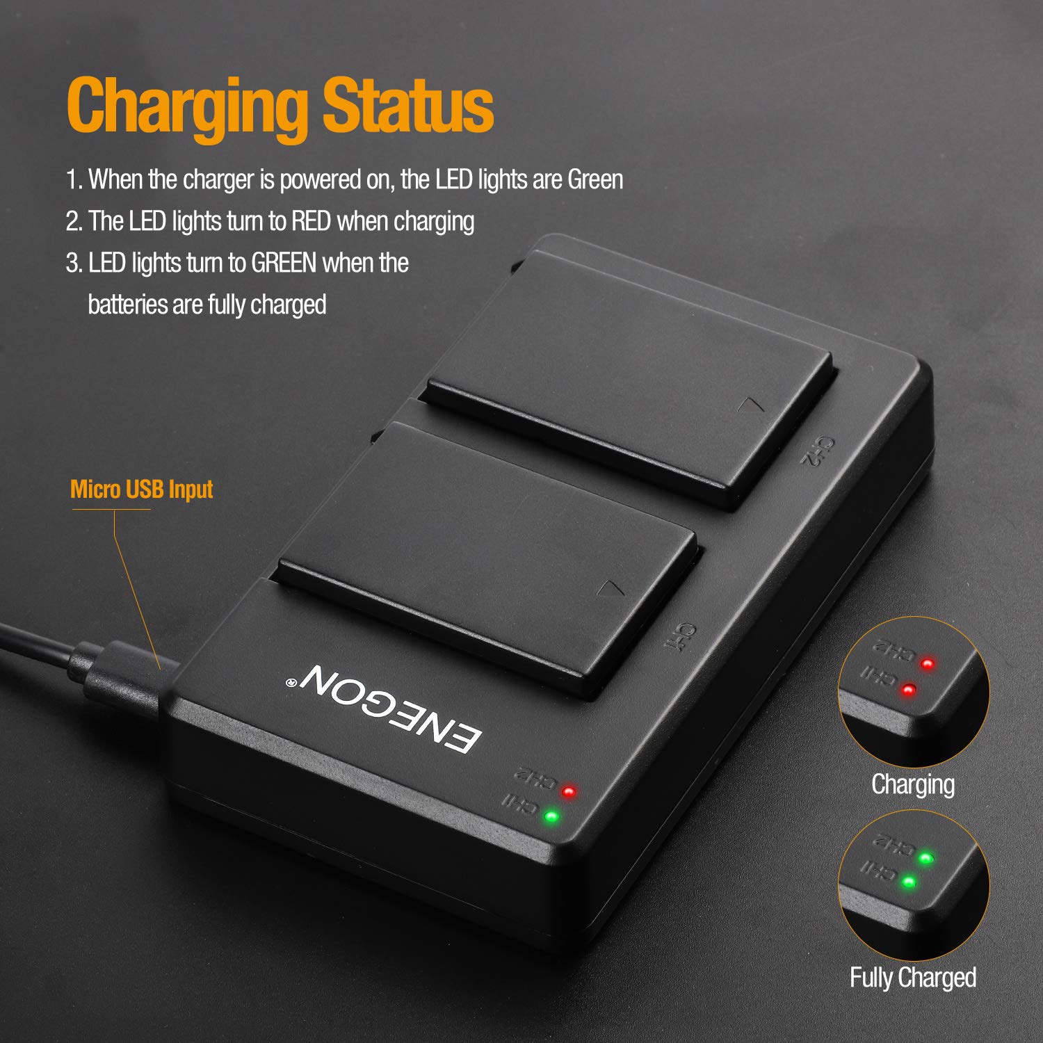 Enegon 2 Pack Lp E17 Camera Battery With Micro Usb Dual Charger For Canon Eos R50 Rp R10 R8,Rebel T8I, T7I, T6I, T6S, Sl2,Sl3,Eo