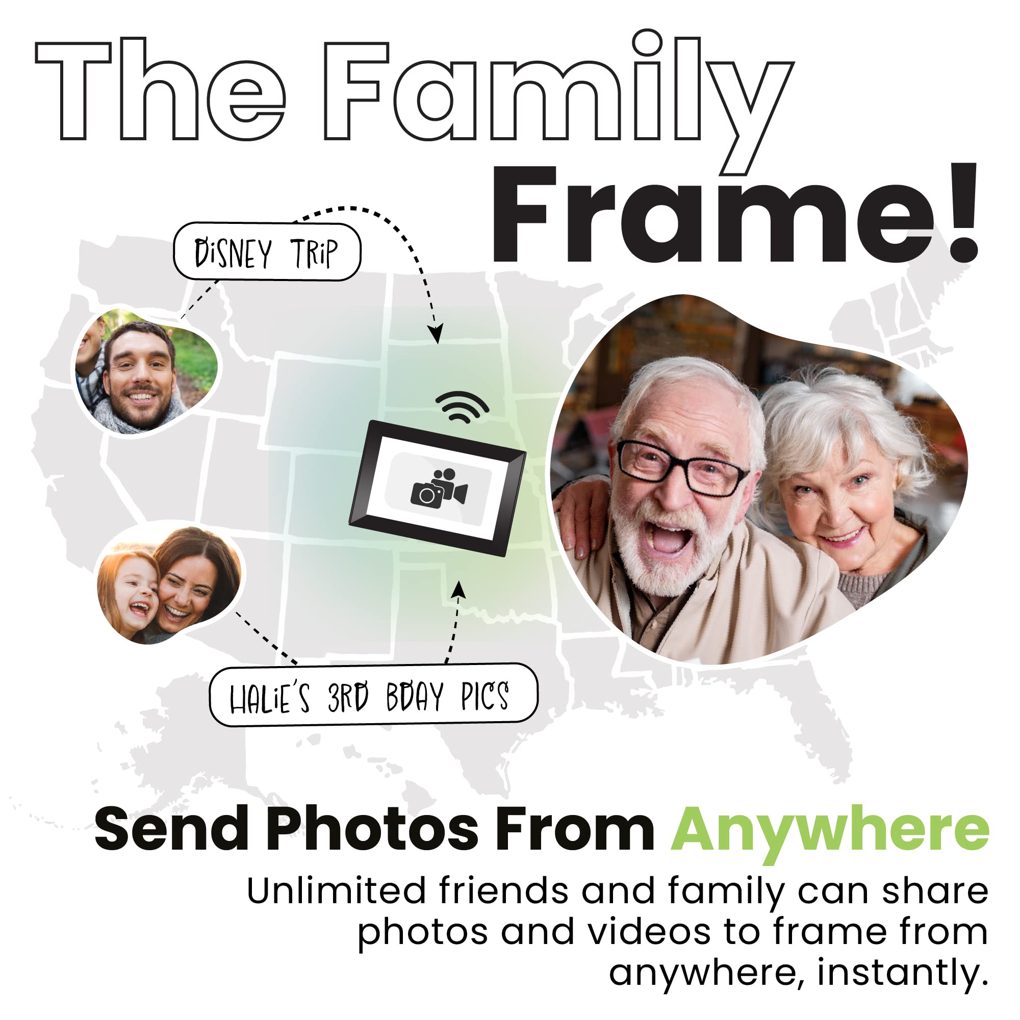 Photospring 10In Wifi Digital Picture Frame, Email Family Photos To The Frame, Or By App, Web. Easy Touchscreen Setup, 1280X800