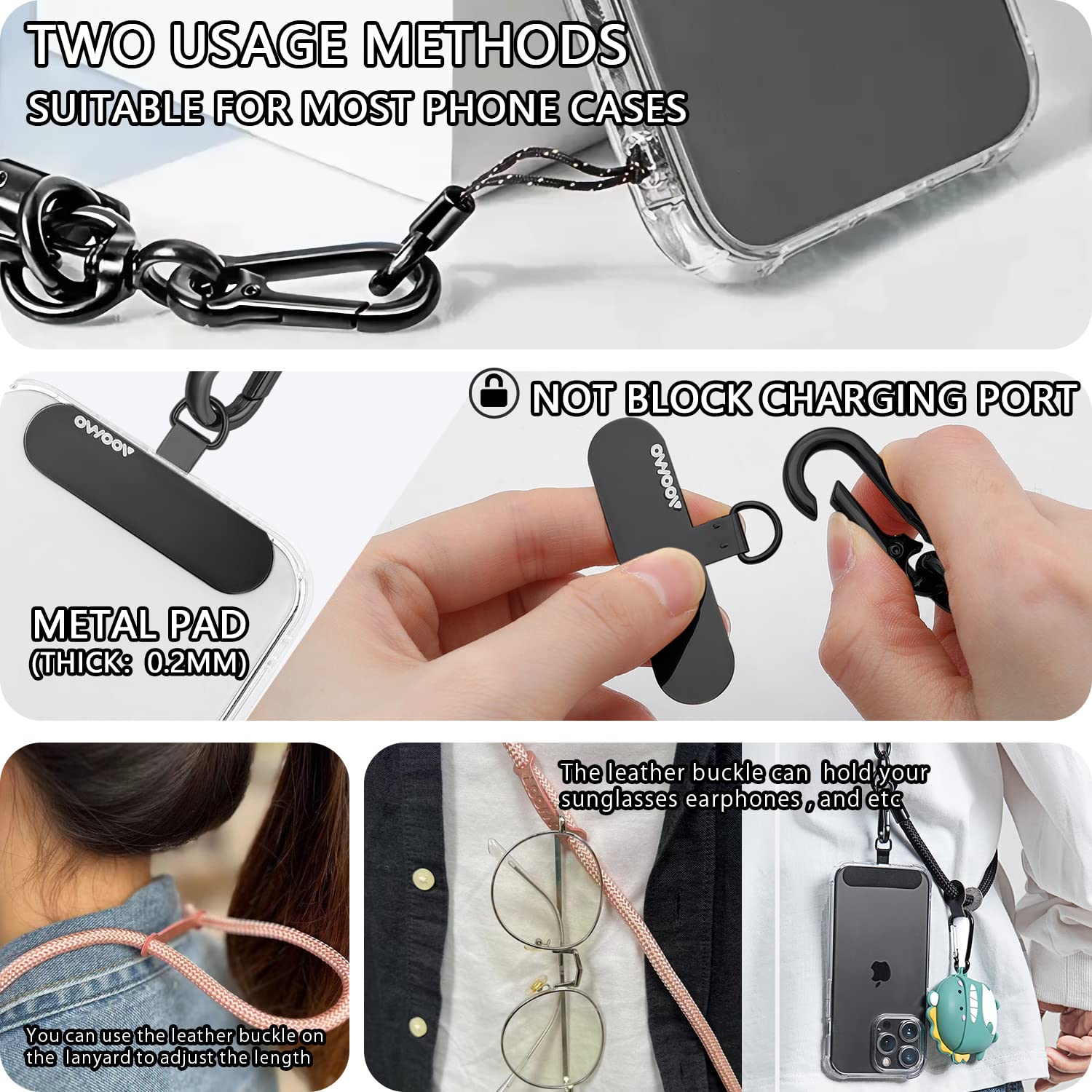 Cell Phone Lanyard, Universal Adjustable Detachable Nylon Crossbody Lanyard,Necklace Lanyard & Wrist Strap With Phone Patch For