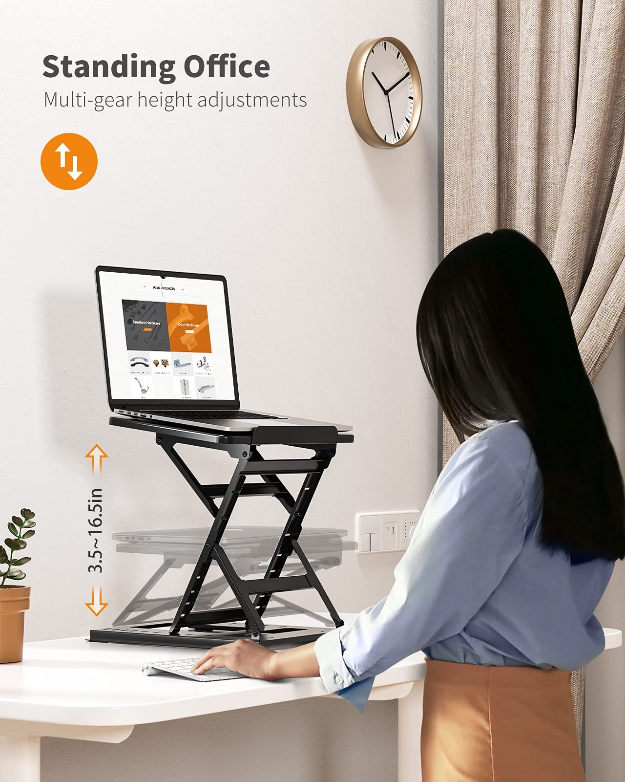 Huanuo Adjustable Laptop Stand For Desk, Adjustable Height Laptop Riser   Easy To Sit Or Stand With 9 Adjustable Angles, Portabl