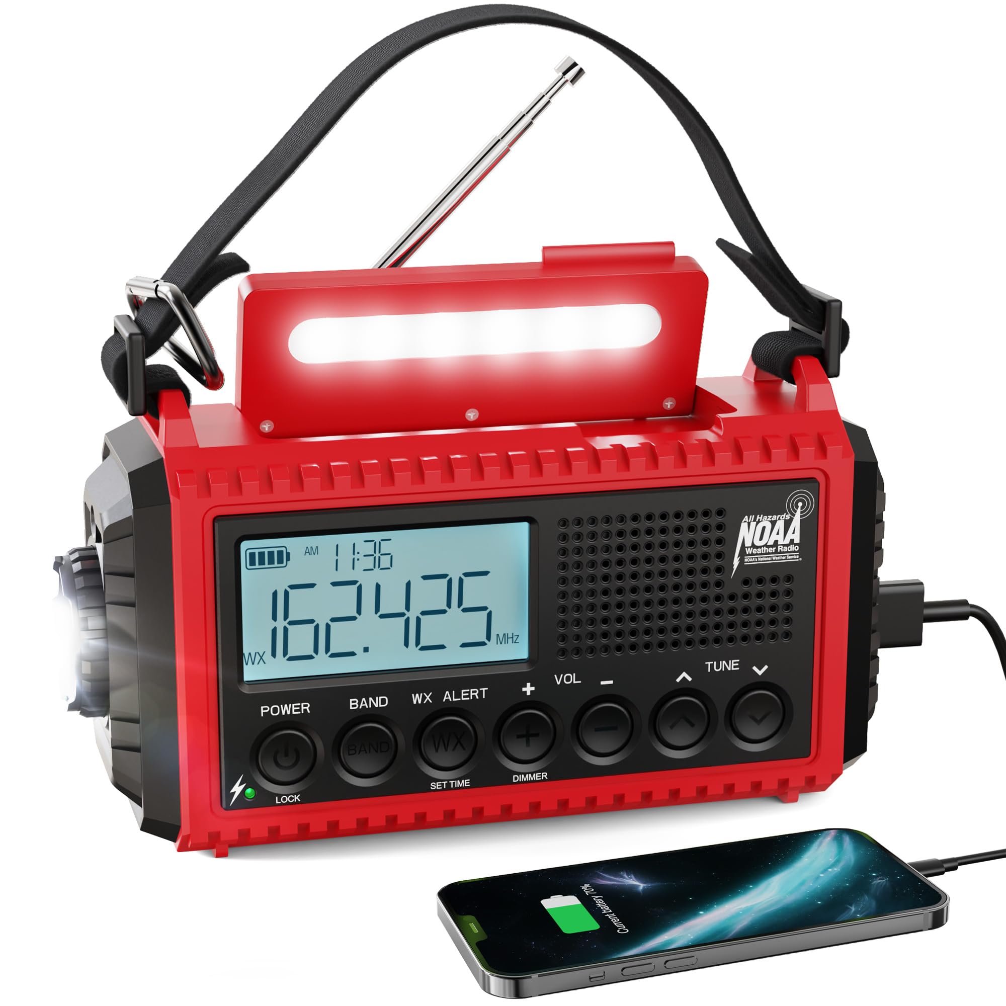 Raynic Emergency Radio, 5000Mah/18500Mwh Weather Radio, Solar Hand Crank Emergency Radio With Am/Fm/Sw/Noaa, Cell Phone Charger,