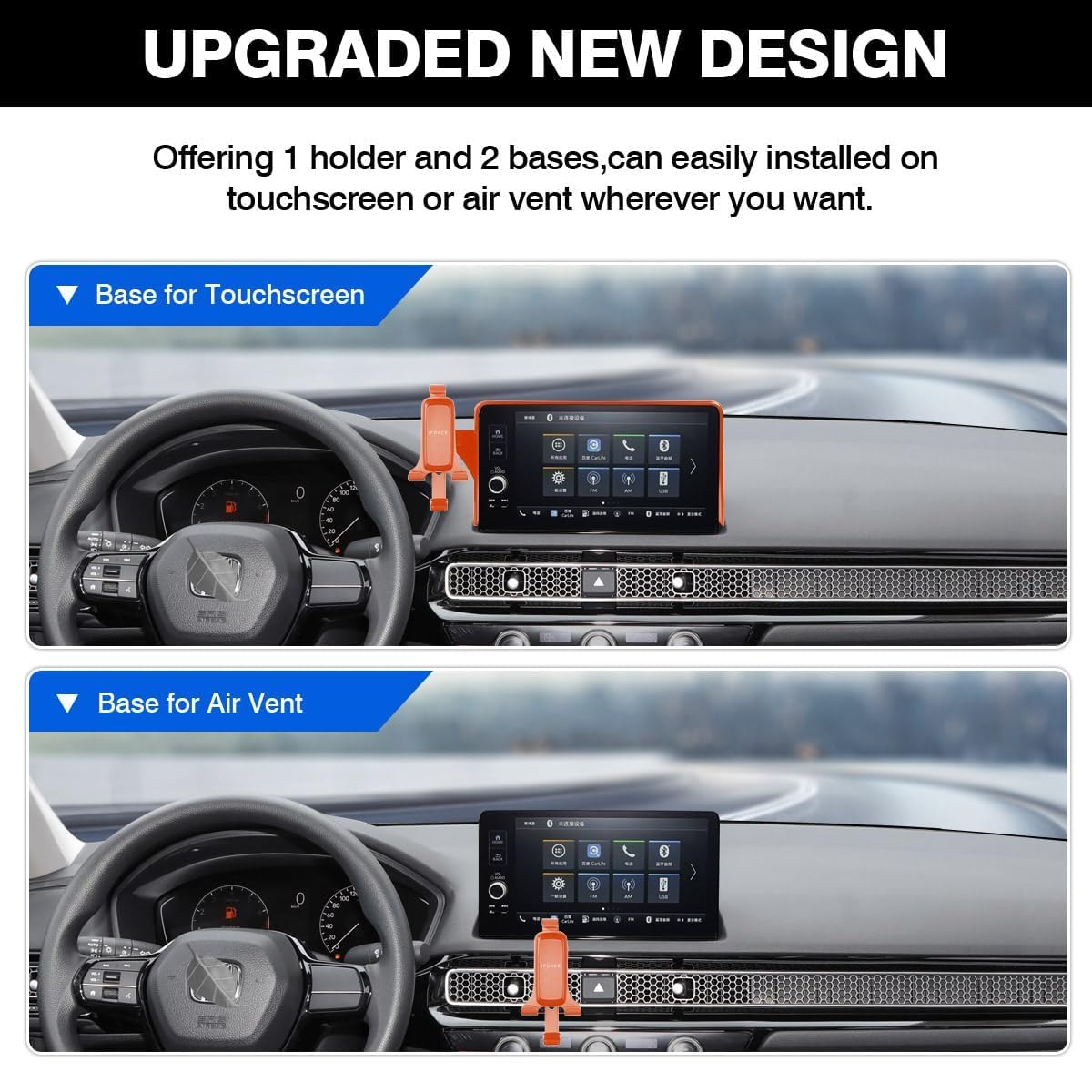 Autorder Car Phone Holder For 2022-2025 Honda Civic Accessories 7/9 Inch Touchscreen Air Vent Screen Fixed Clip Cell Phone Mount