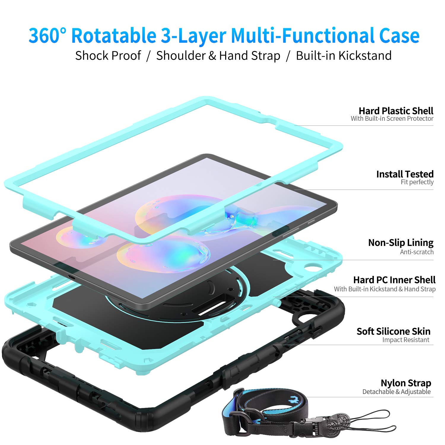 Timecity Case For Samsung Galaxy Tab S6 Lite 10.4'' 2024/2022/2020 (Sm P620/P610/P613/P615), Durable Sturdy Protective Case With