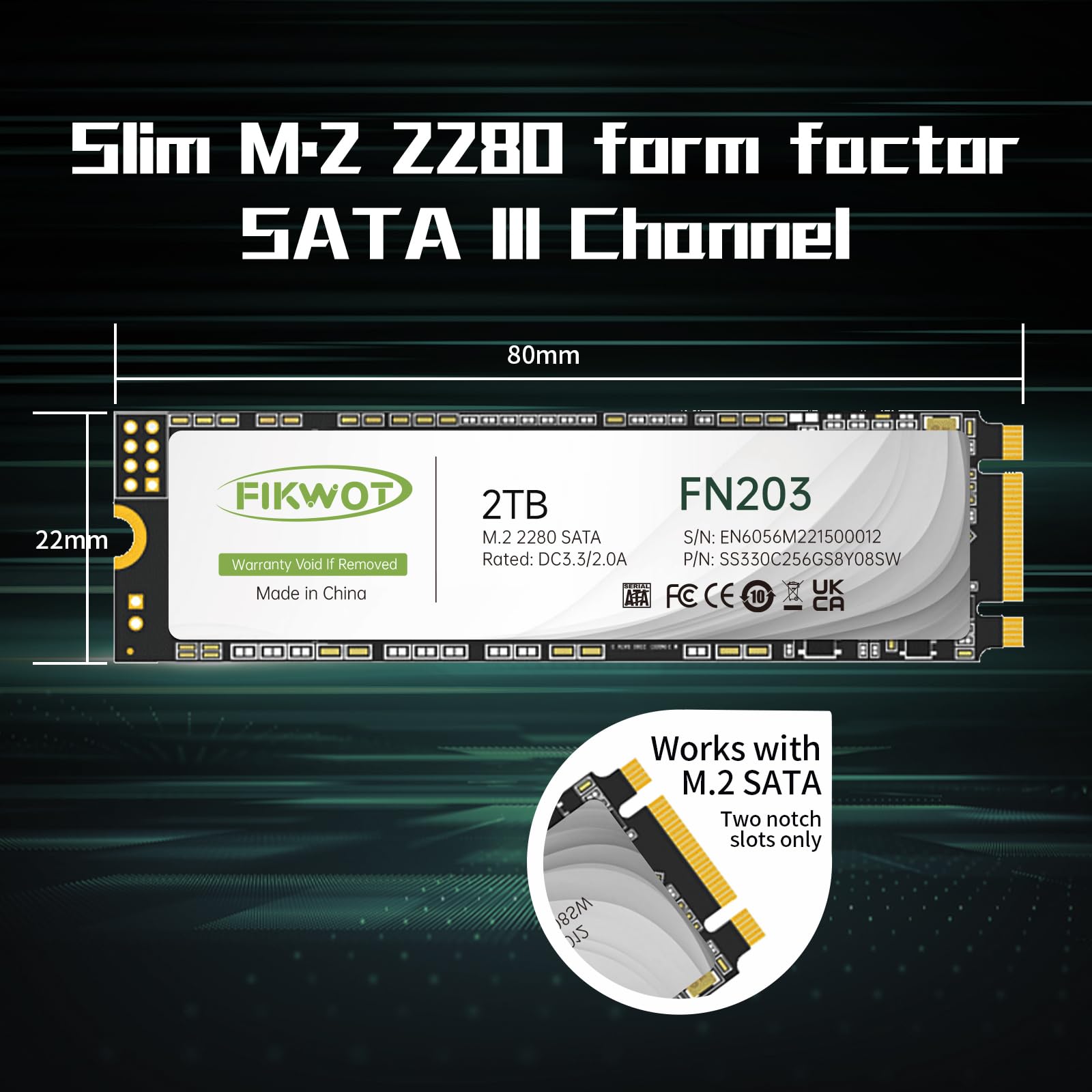 Fikwot Fn203 2Tb M.2 Sata Ssd   Slc Cache 3D Nand Tlc Sata Iii 6Gb/S M.2 2280 Ngff Internal Solid State Drive, Up To 550Mb/S, Co