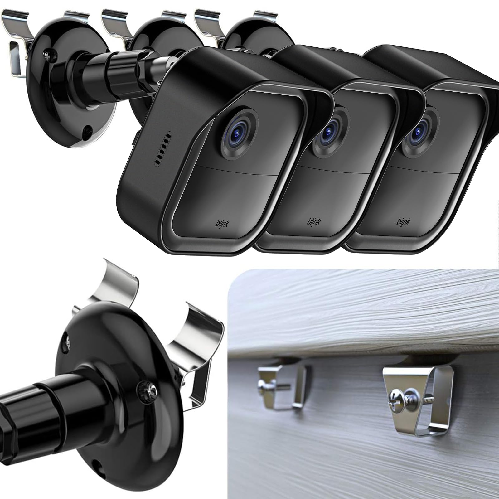 Hibezos Blink Outdoor Vinyl Siding Mount With Waterproof Case, No Hole Needed Mounting Bracket And Full Weather Proof Cover For All New Blink Outdoor Security Camera System(3 Pack)