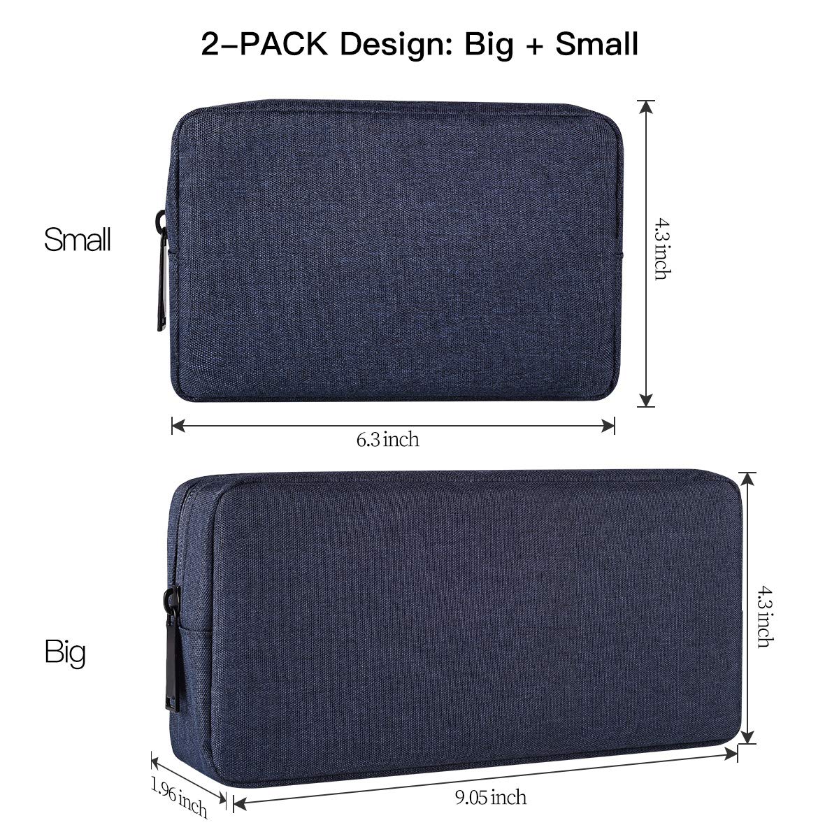 2 Pack Portable Storage Pouch Bag, Universal Electronics Accessories Case Cable Organizer Compatible With Hard Drive, Laptop Mou