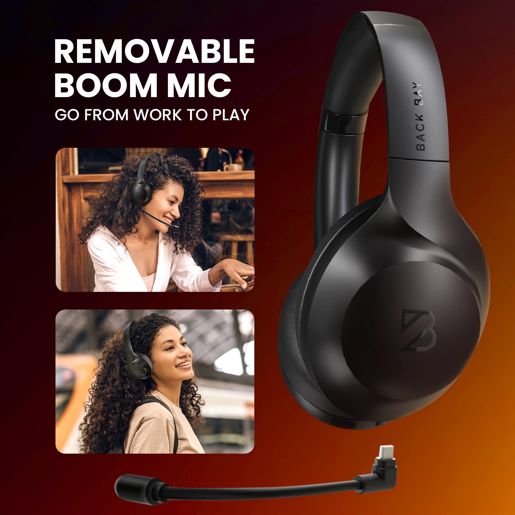 Clearcall 70 - Bluetooth Headphones With Microphone For Work - Removable Boom Mic - Over Ear Office Wireless Headsets For Comput