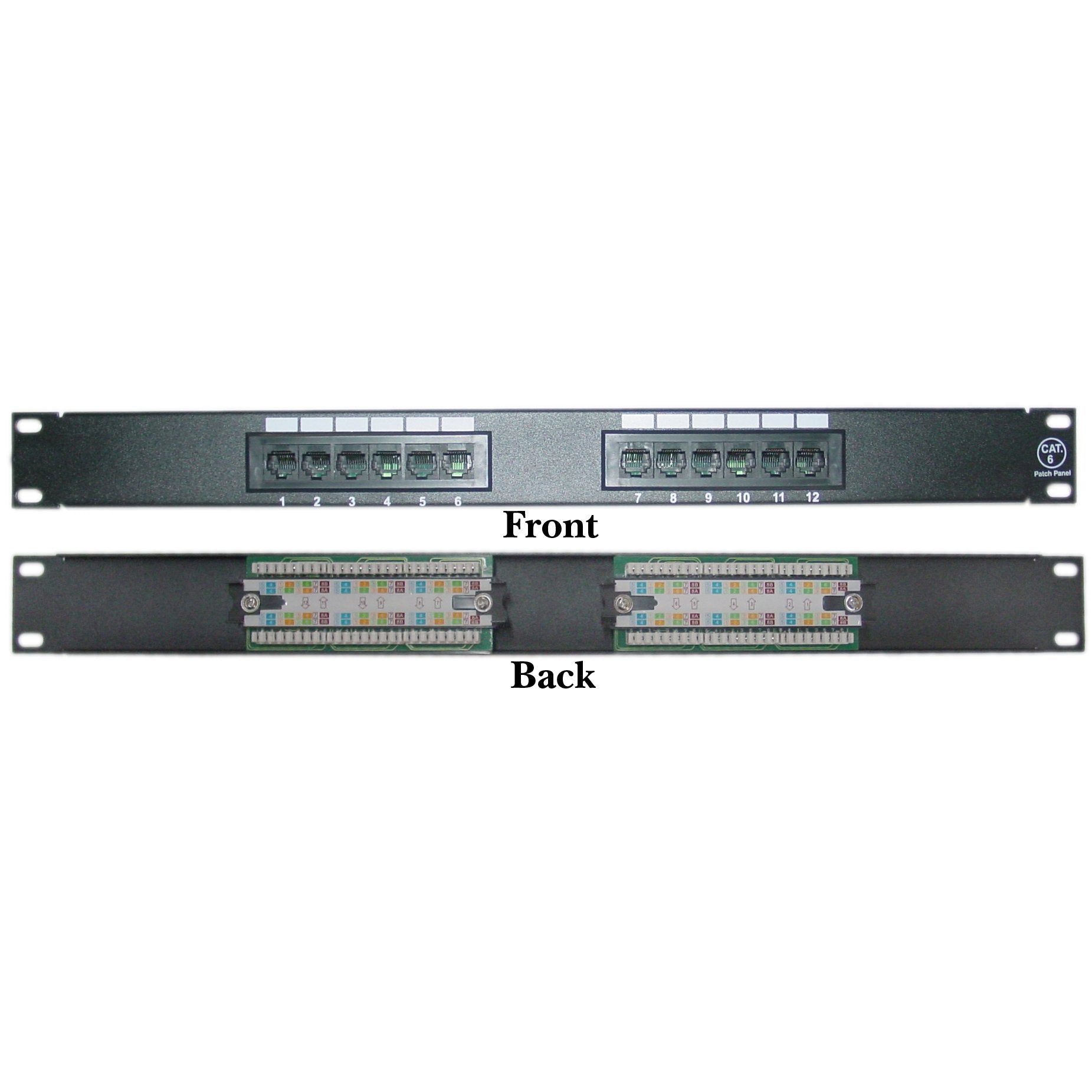 Cablewholesale 12 Port Cat6 Patch Panel, 19'' Horizontal Rackmount Or Wall Mount Panel, Rj45 Ethernet 110 Type, 568A/568B Compat
