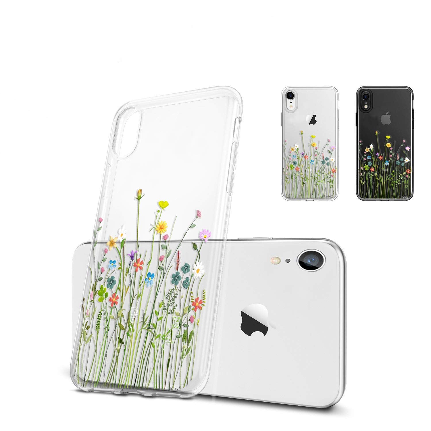 Unov iPhone XR Case Slim Protective TPU Embossed Flower Bouquet 6.1 Inch