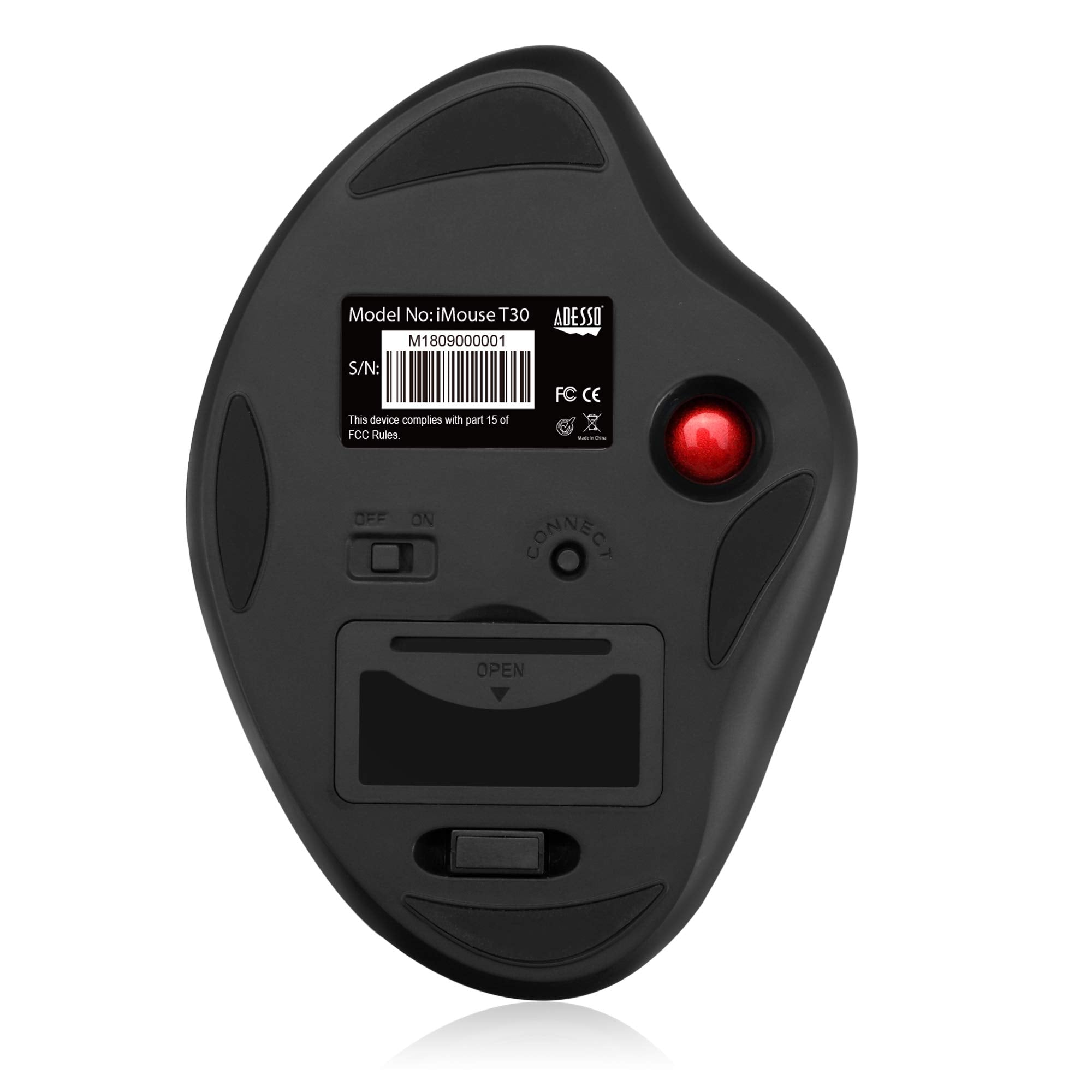 Adesso Imouse T30 Wireless Ergonomic Thumb Trackball Mouse With Nano Usb Receiver, Programmable 7 Button Design, And 5 Level Dpi