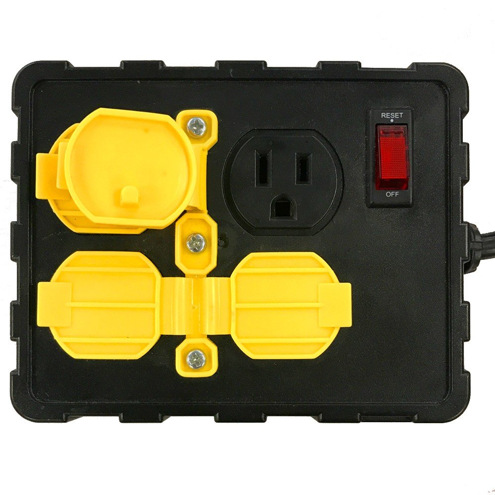 Tower Manufacturing C664502001 13 15 Amp 4 Outlet Circuit Breaker Power Box, 8 Feet, Black/Yellow