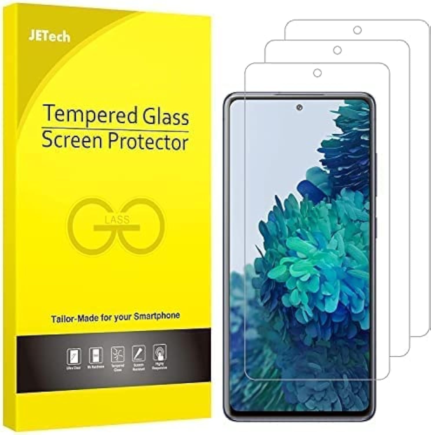 Jetech Screen Protector Compatible With Samsung Galaxy S20 Fe 6.5 Inch, Tempered Glass Film, 3 Pack