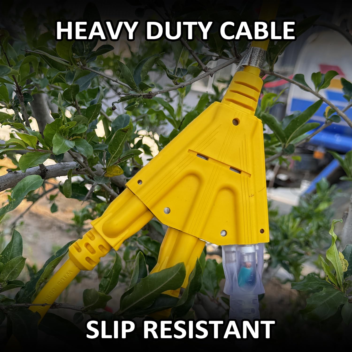 Yojoe 3 Outlets Indoor Outdoor Extension Cord, 3 Prong 15A Weatherproof Power Cord Multiple Outlets, 12 Gauge Heavy Duty 6 Ft Ye