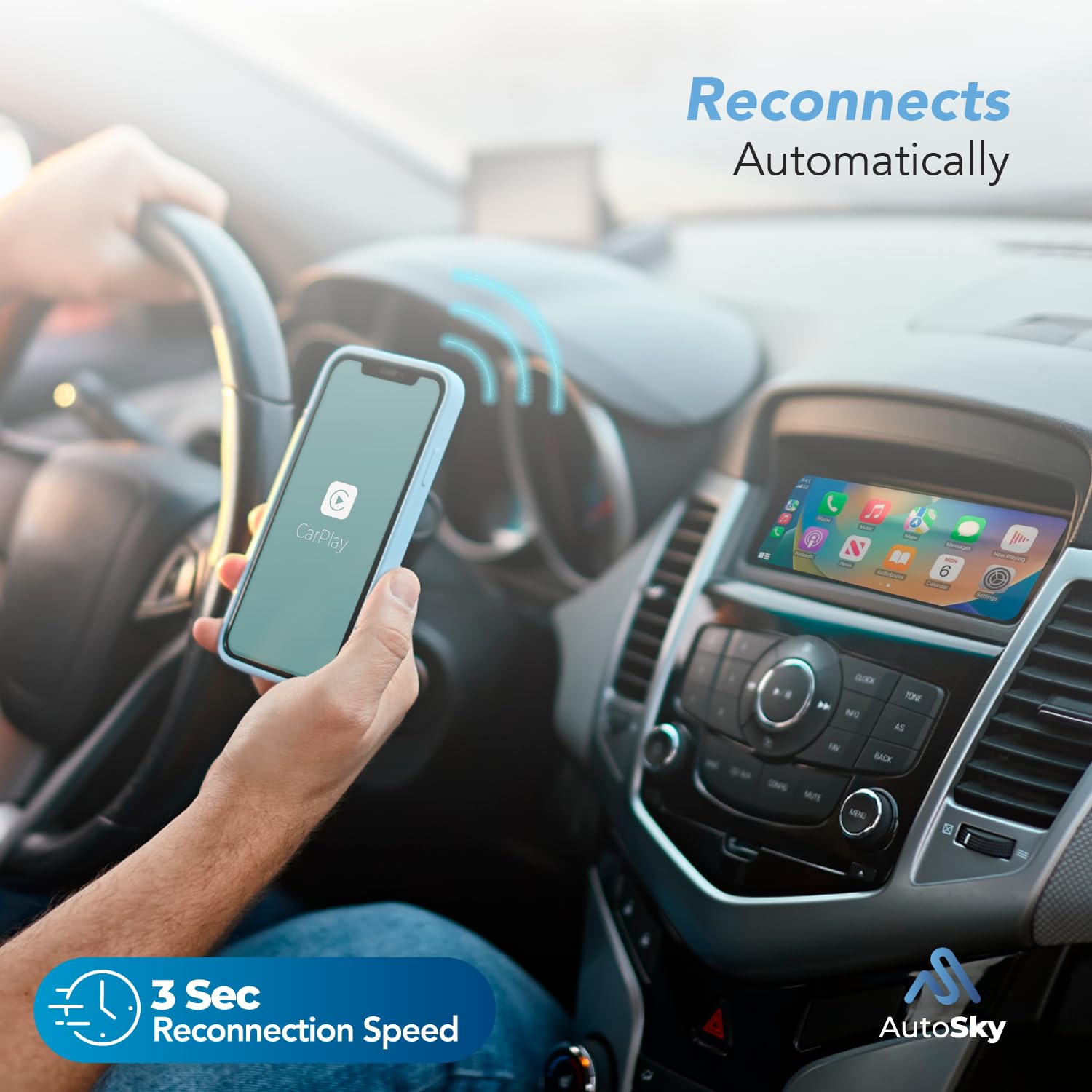 Wireless Carplay Adapter   Newest And Fastest 5Ghz   Autosky   Plug And Play   Usb C And Usb A Cables   Wired Carplay Required