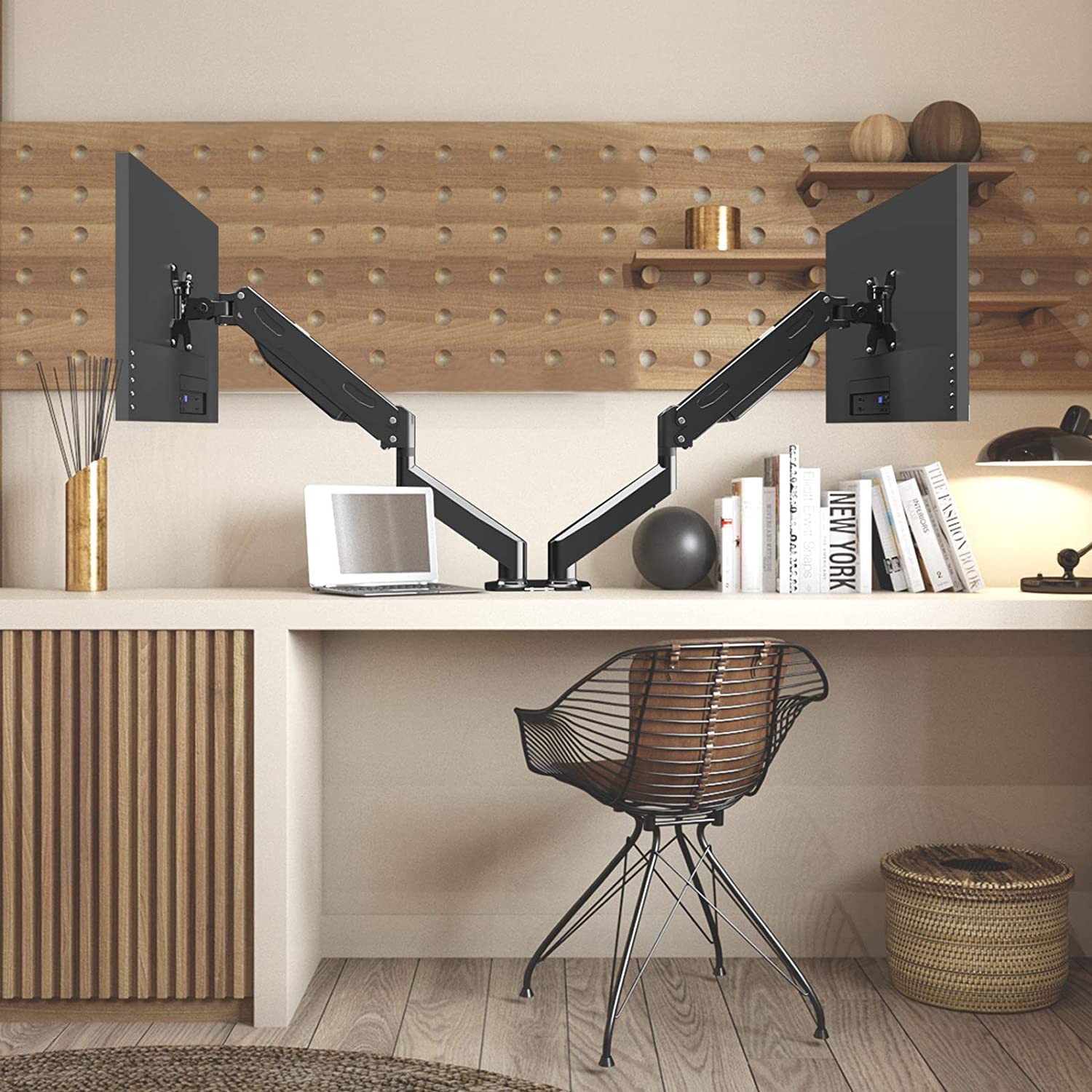 Dual Monitor Arm, Dual Monitor Mount, Monitor Desk Mount, Dual Monitor Stand Vesa Bracket, Monitor Stands For 2 17 32Inch & 22Lb