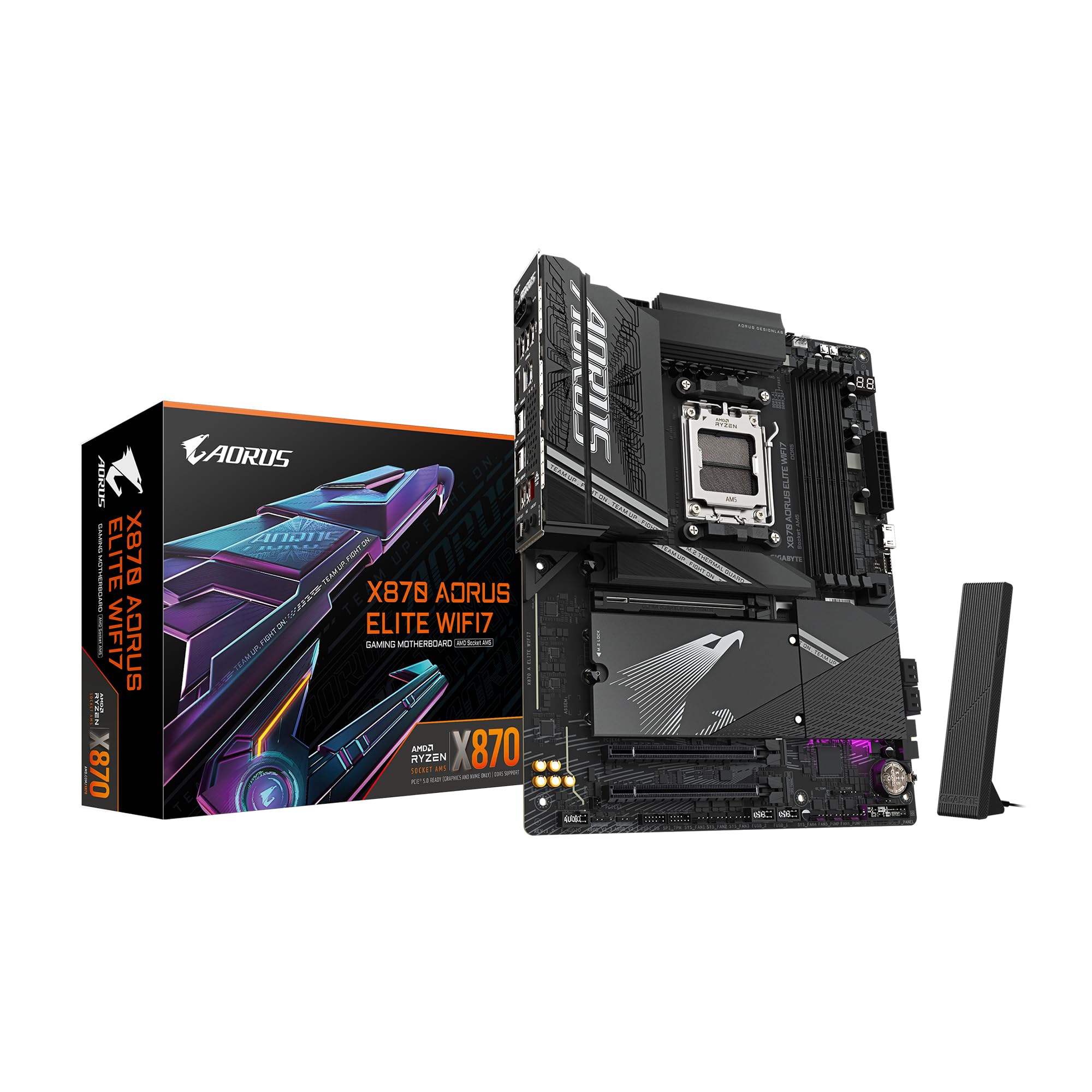 Gigabyte X870 Aorus Elite Wifi7 Amd Am5 Lga 1718 Motherboard, Atx, Ddr5, 4X M.2, Pcie 5.0, Usb4, Wifi7, 2.5Gbe Lan, Ez Latch, 5 