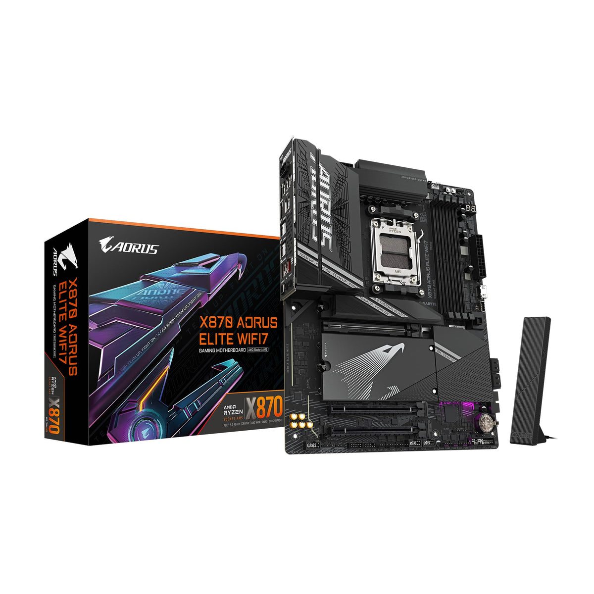 Gigabyte X870 Aorus Elite Wifi7 Amd Am5 Lga 1718 Motherboard, Atx, Ddr5, 4X M.2, Pcie 5.0, Usb4, Wifi7, 2.5Gbe Lan, Ez Latch, 5 