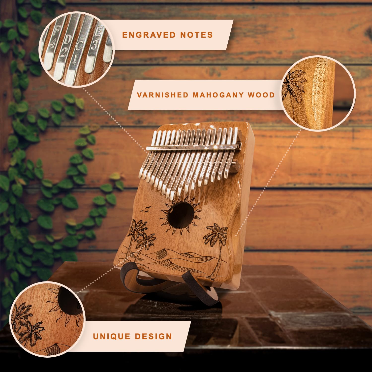 Orora Kalimba 17 Keys Thumb Piano   Songbook Included With 25 Songs   Varnished Wood Musical Instrument For Kids And Adults   Fi