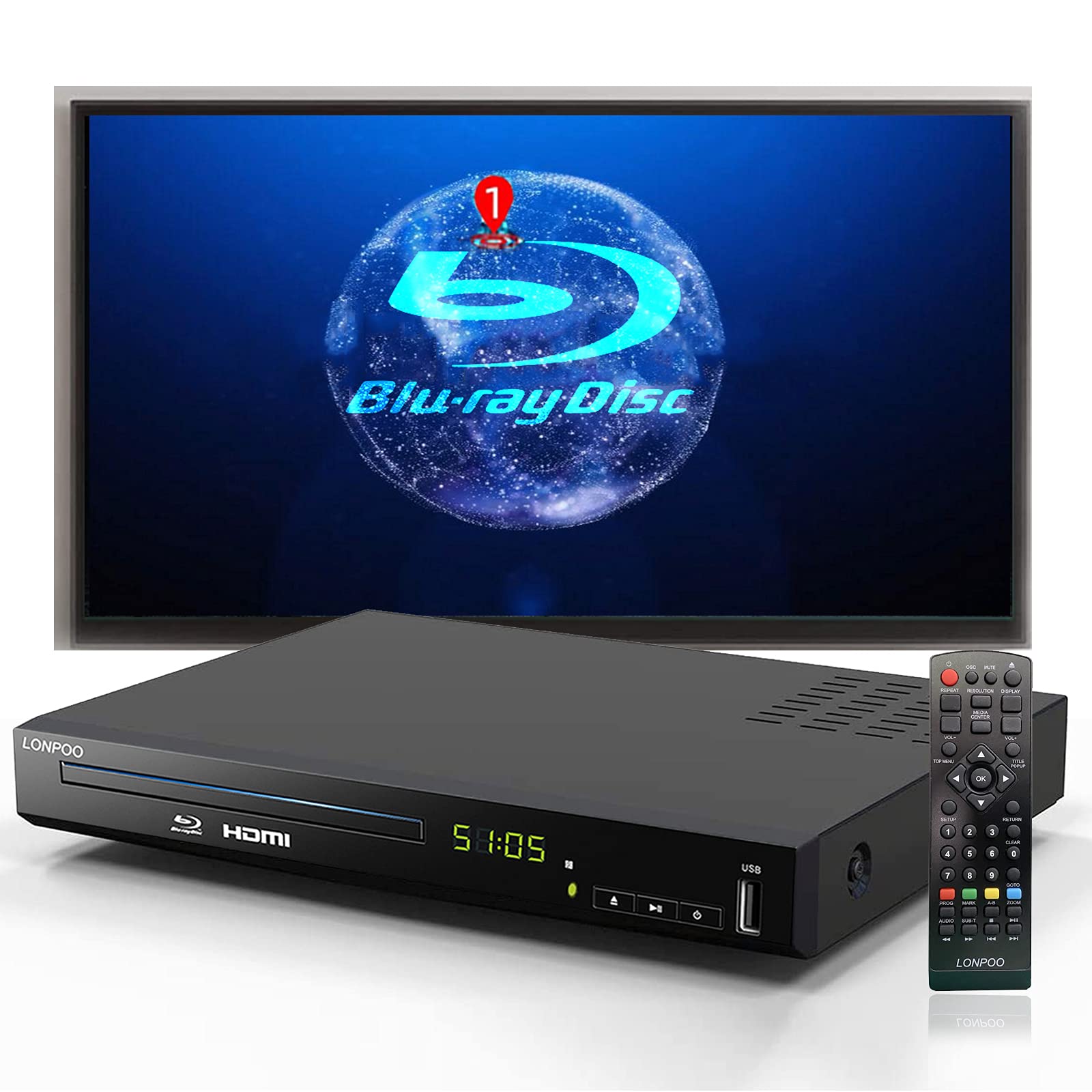 Blu Ray Dvd Player,Full Hd Blu Ray Disc Player With Metal Enclosure,Easy Hook Up And User Friendly, 1080P Home Theater Dvd Player With Hdmi Output, Support Hdd And Usb Playback