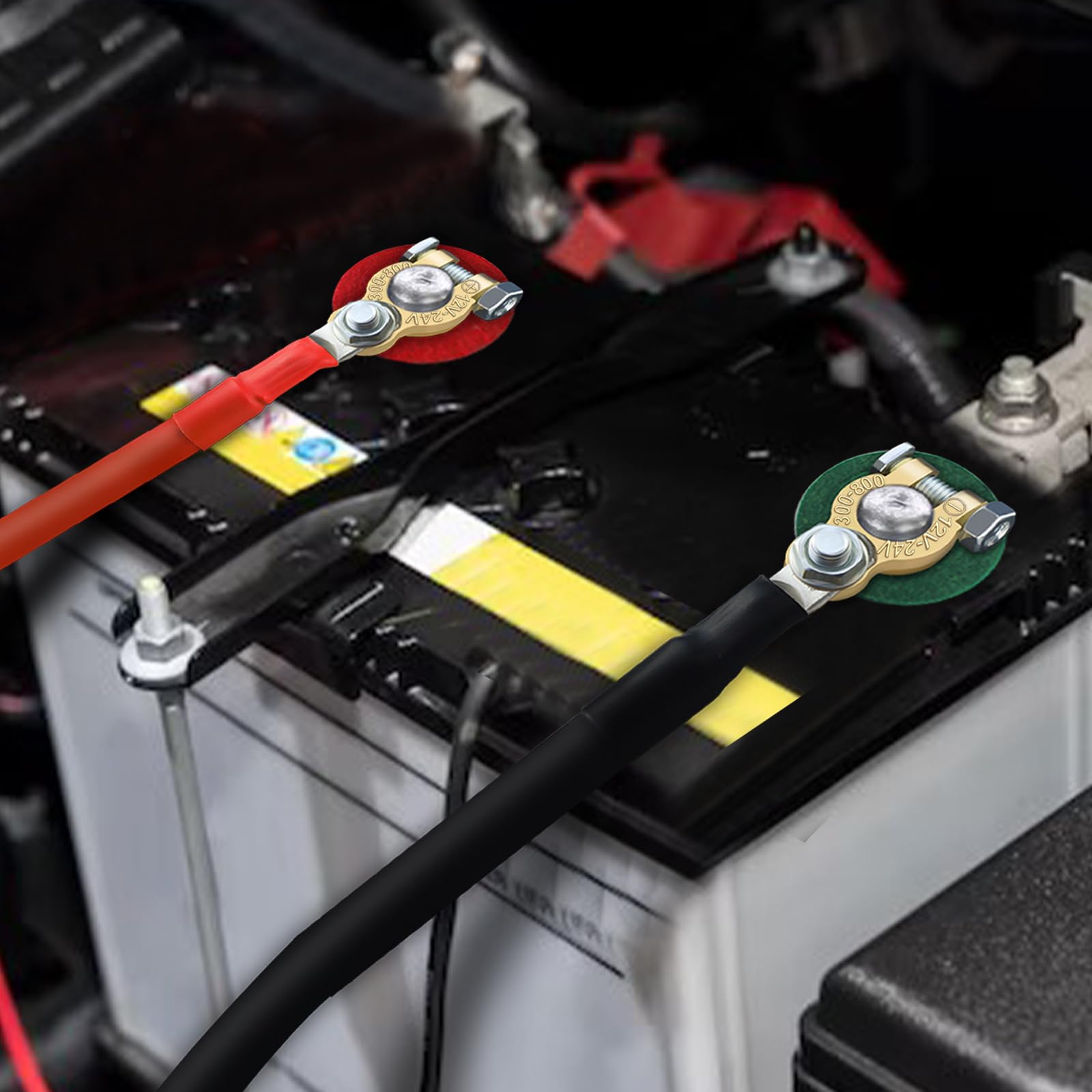 Zonbang 6 Awg Battery Cable With 3/8 Inch Terminals, Copper Battery Inverter Cables For Car Rv Automotive Solar, 1Ft(2 Pack)