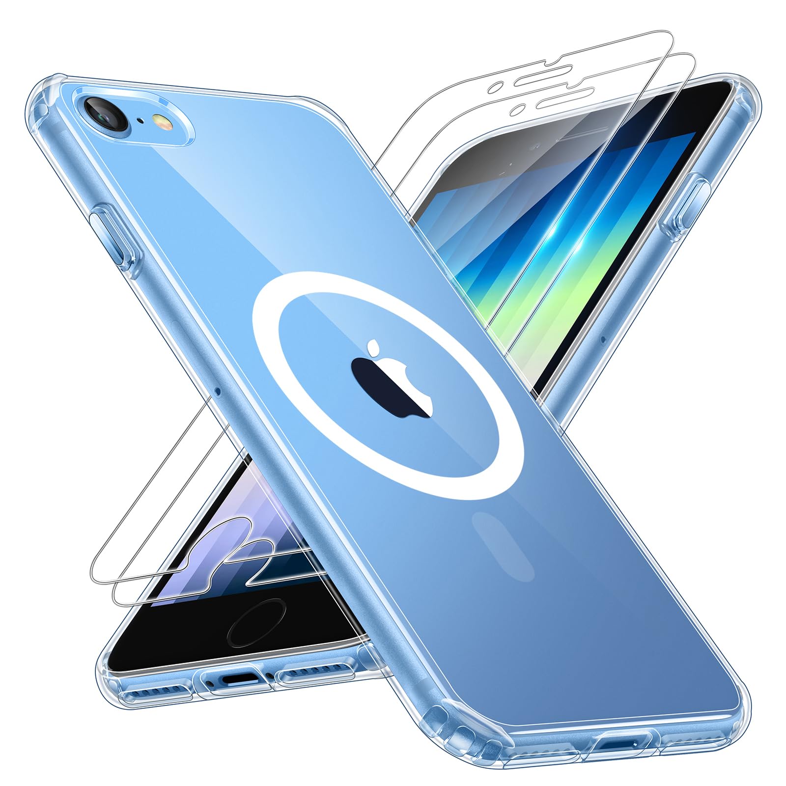 Tauri Magnetic For Iphone Se Case 2022/3Rd/2020/2Rd, For Iphone 8/7 Case Clear, Compatible With Magsafe, [Not Yellowing] With 2X