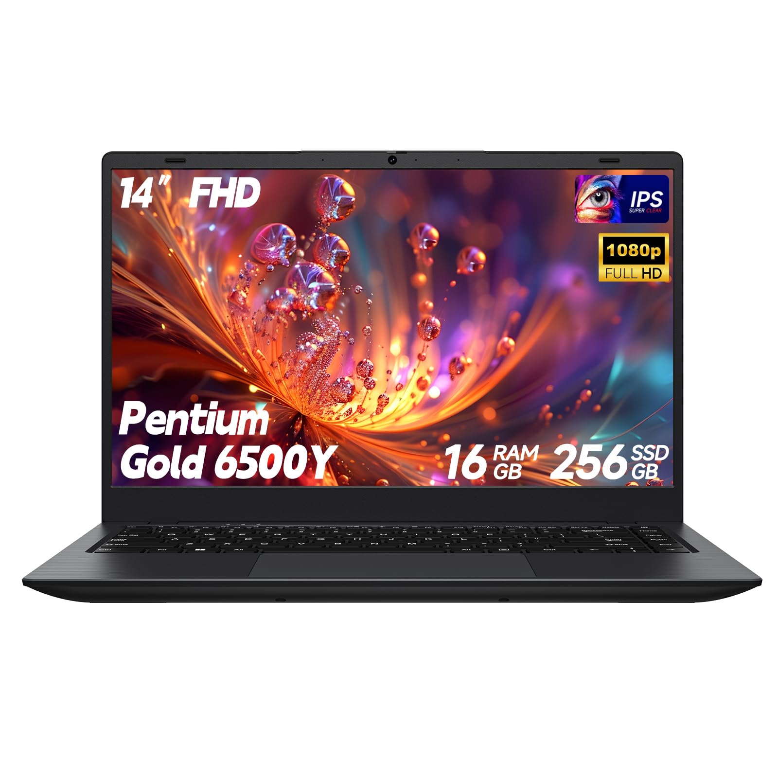 SHBIV Laptop Computer, Laptop with Gold 6500Y (Beat N5095, Up to 3.4GHz), 16GB RAM 256GB SSD, 14-Inch FHD IPS Display, Bluetooth