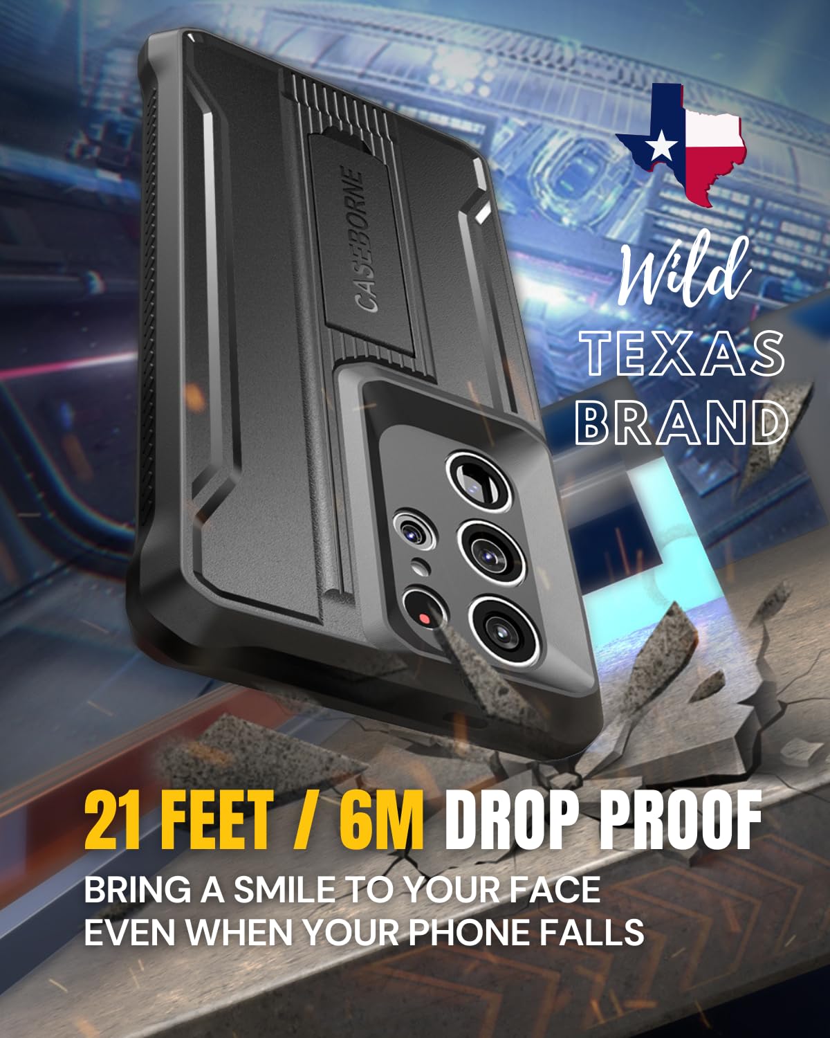 Caseborne V Case Compatible With Samsung Galaxy S24 Ultra Black | Extremely Rugged, Military Grade 5-Layer Construction, With Bu