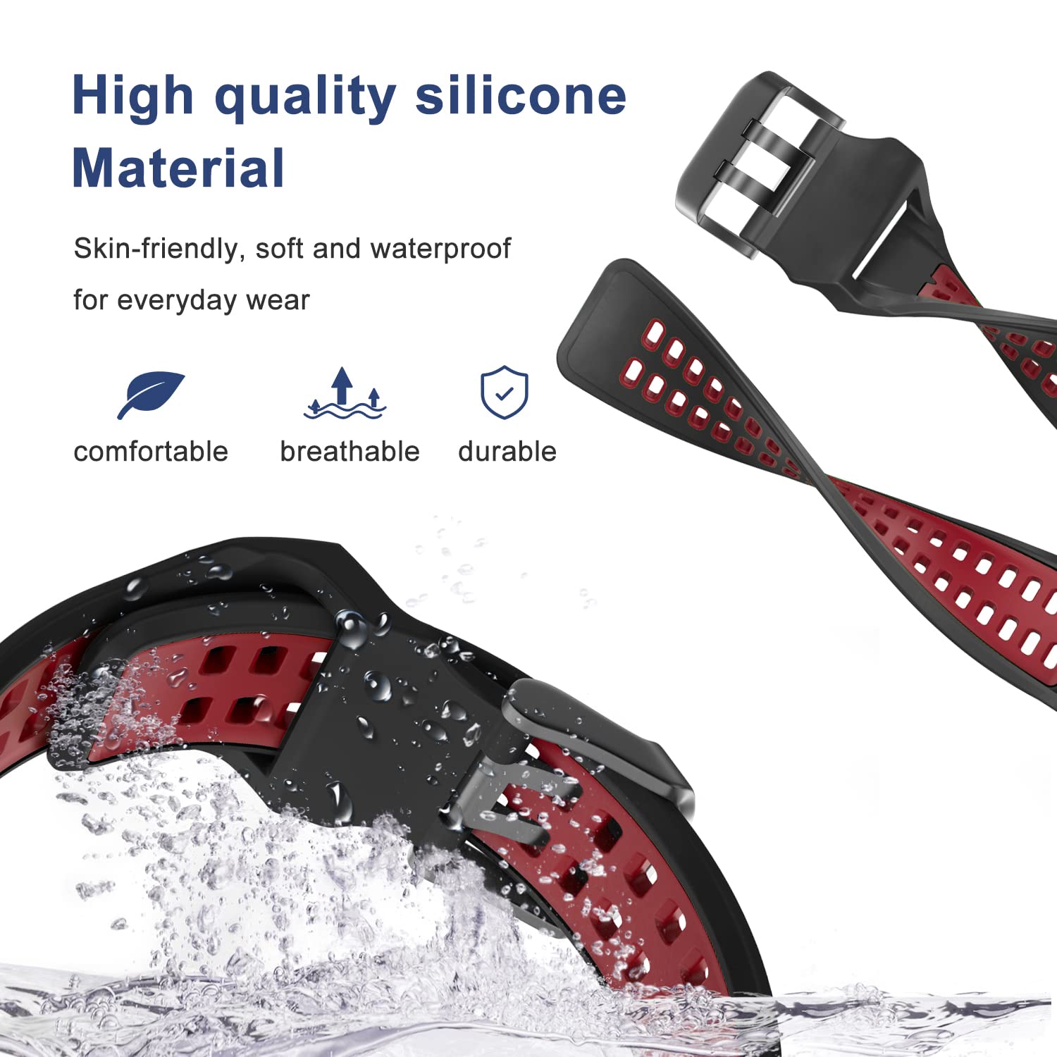 Overstep Compatible With Garmin Fenix 7 Band, 22Mm Easy Fit Sport Silicone Strap For Fenix 5/Fenix 5 Plus/Fenix 6/Fenix 6 Pro Sm