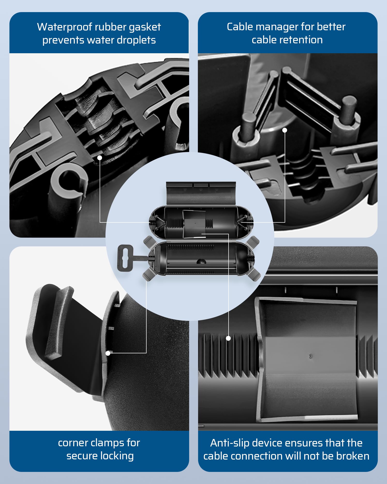 Dewenwils 6 Pack Outdoor Extension Cord Safety Cover, Water Resistant Seal Housing With 4 Latches, Adjustable Compartment For Aw