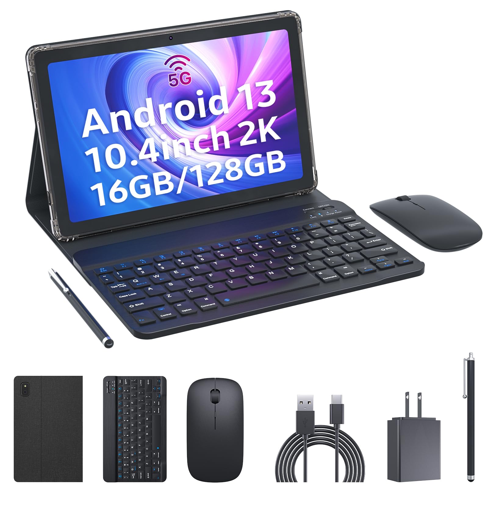 2023 Newest Tablets Android 13 Tablet 10.4 Inch, 16Gb Ram+128Gb Rom, 2000*1200 2K Fhd Display, Powerful 2.0Ghz Cpu, 2.4G&5G&Wifi