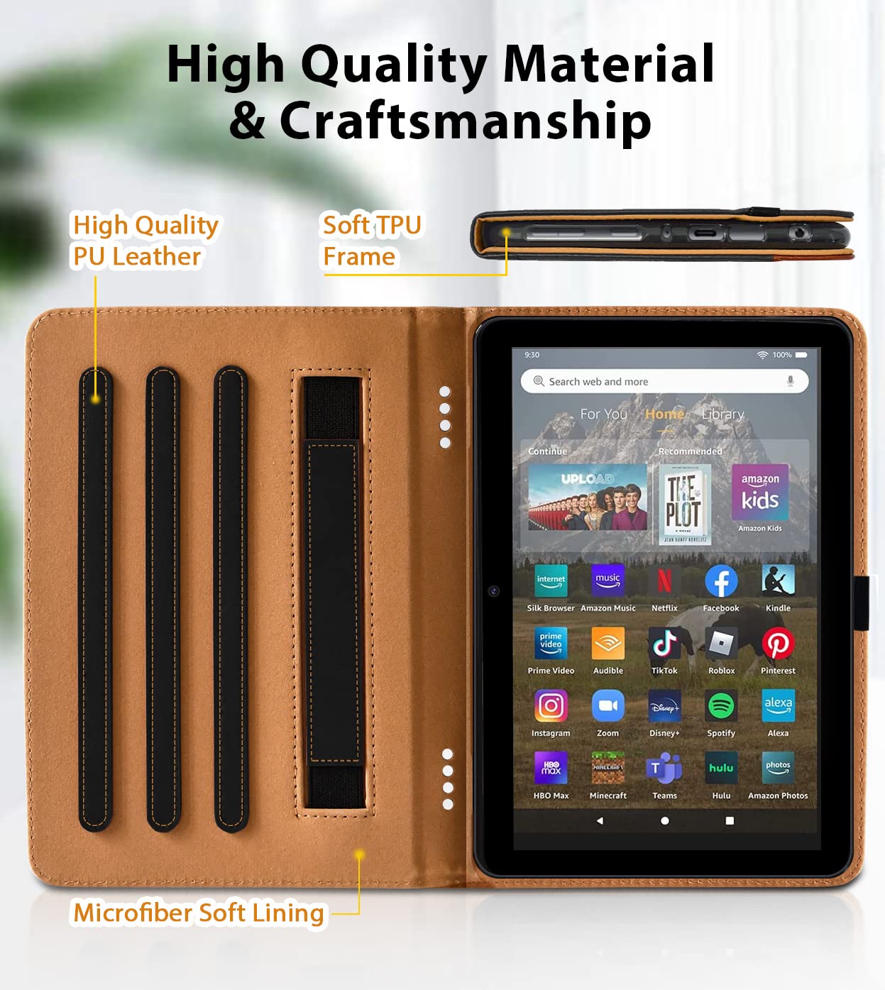 Grifobes Case [Only For 2022/2020 Released 12Th/10Th Generation] Kindle Fire Hd 8/8 Plus, Premium Pu Leather Folio Stand Smart A