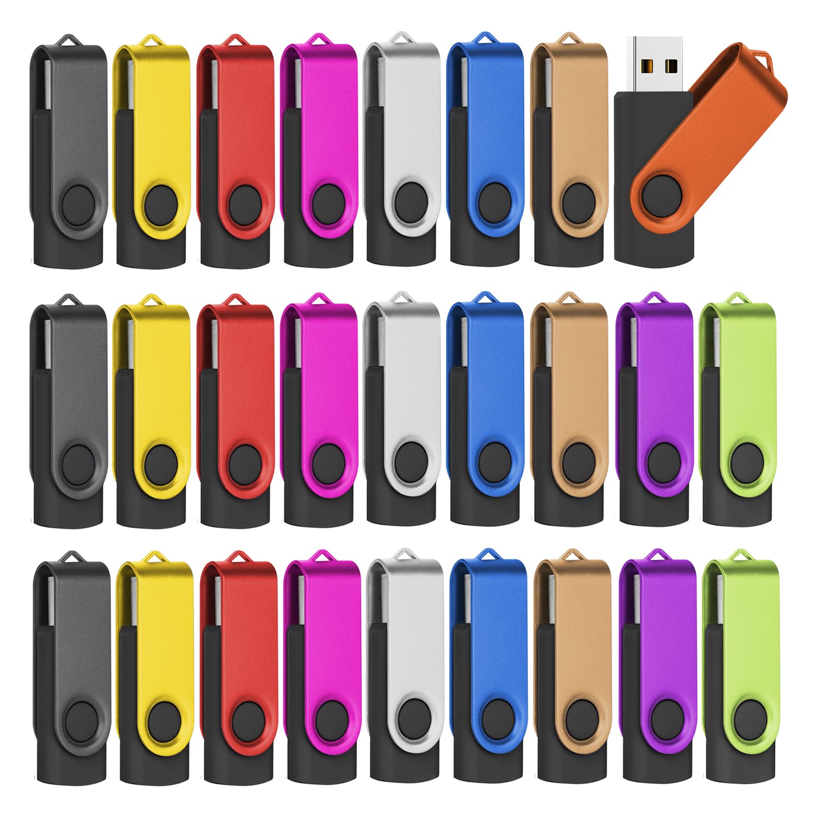 Eastbull Flash Drive Bulk 4Gb Usb 100 Pack With Lanyards Usb 2.0 Thumb Drive Bulk Memory Stick Swivel Pen Drive For Storage And Backup(4Gb 100Pack, Mixed Color)