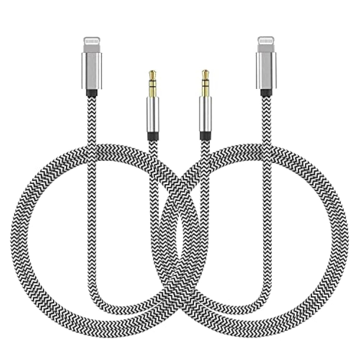 Aux Cord for iPhone, 2 Pack 3.3ft [Apple MFi Certified] Lightning to 3.5mm Aux Audio Adapter Cable Compatible with iPhone 14 13 12 11 XS XR X 8 7 6 for Car Home Stereo Headphone Speaker, Silver