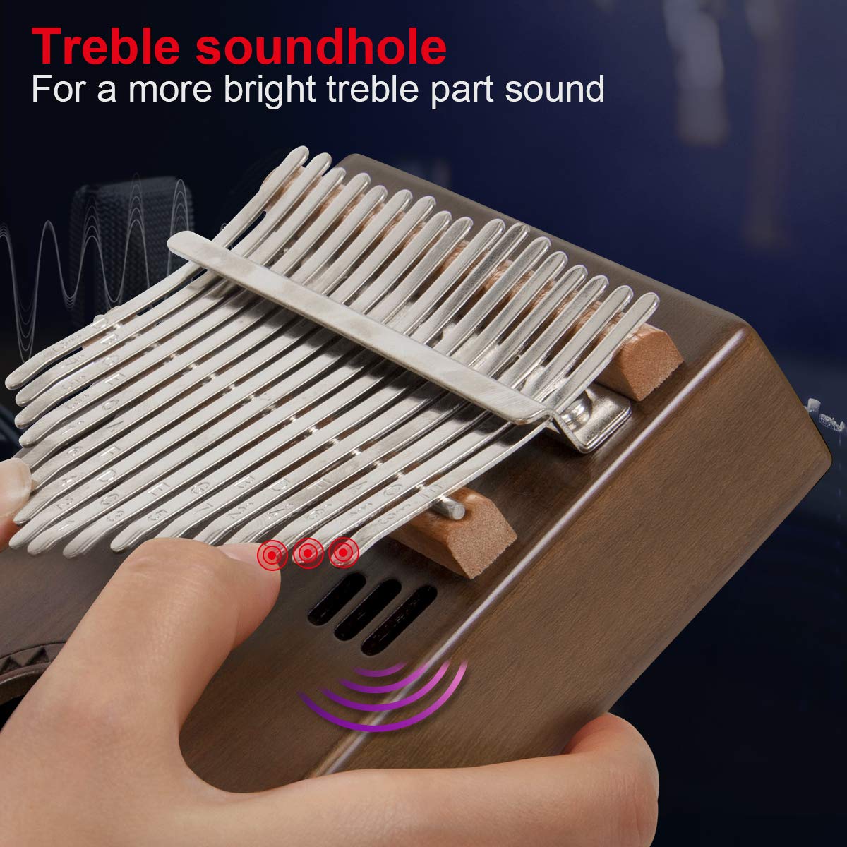 Kalimba Thumb Piano, Aklot 17 Keys Finger Piano Solid Wood Note Carved Starter With Case Tune Hammer Study Booklet Stickers