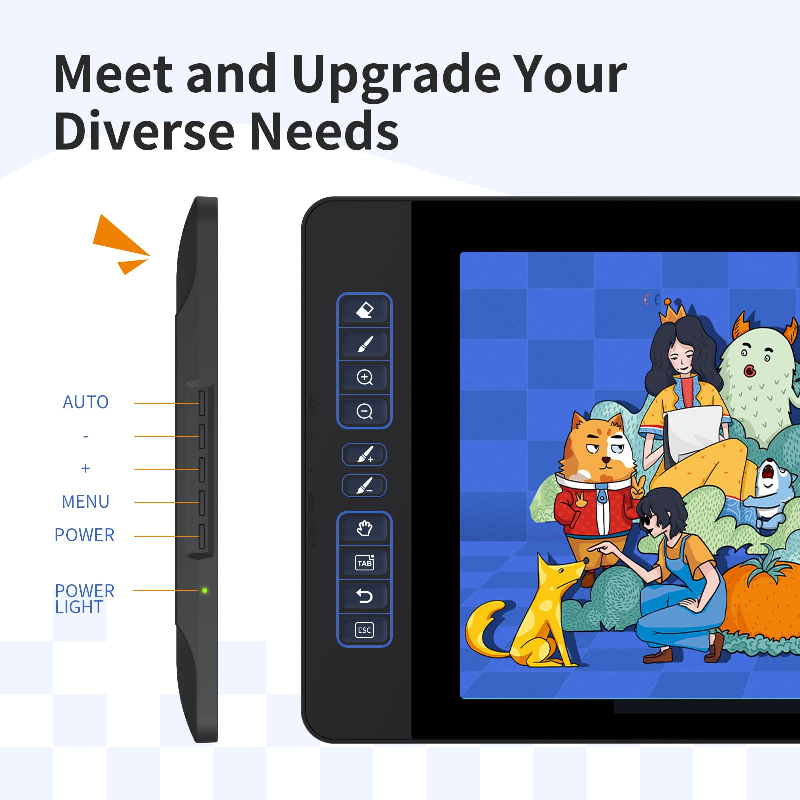 Drawing Tablet With Screen Gaomon Pd1561 Drawing Monitor Art Tablet With Adjustable Stand, 10 Shortcut Keys, Tilt Support, Batte