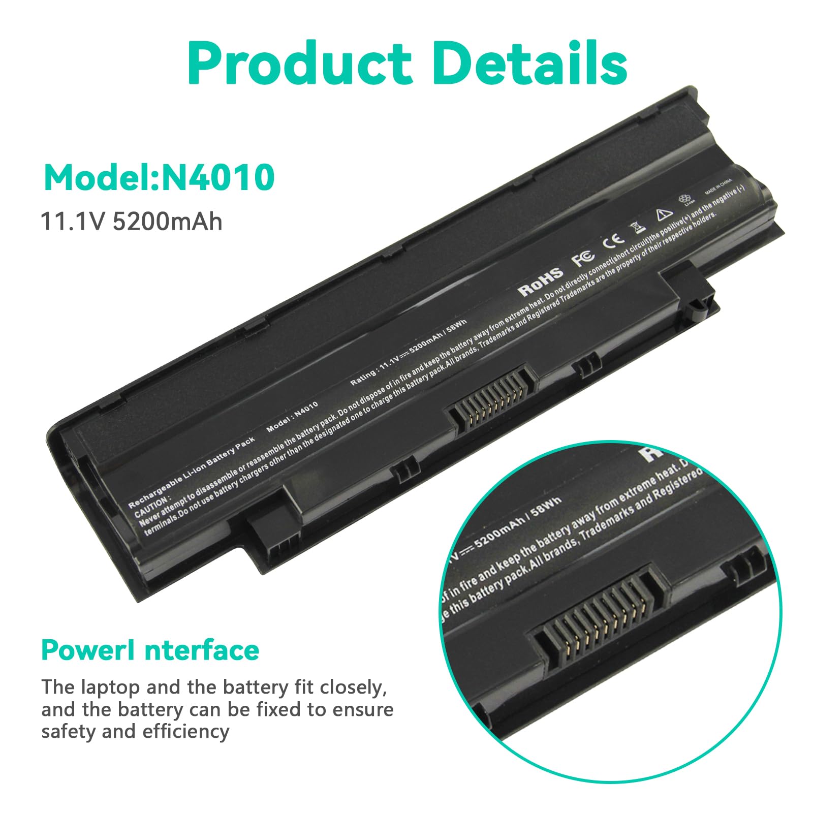 J1Knd 11.1V 58Wh Laptop Battery For Dell Vostro 3550 3450 1440 3750 Inspiron N7010 N7110 N5010 N5110 N5030 N5040 N5050 3520 N401